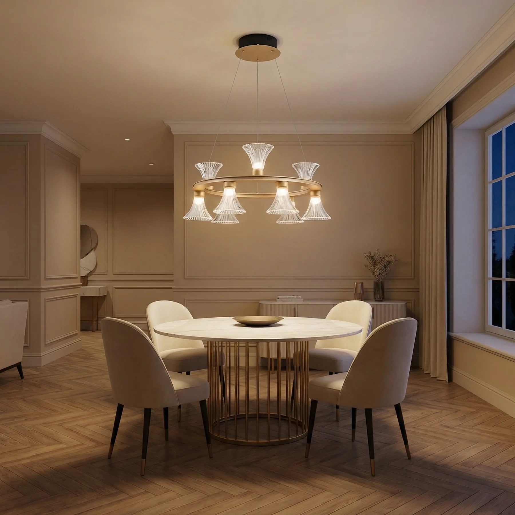 Radiant Brass Glass Chandelier image 2