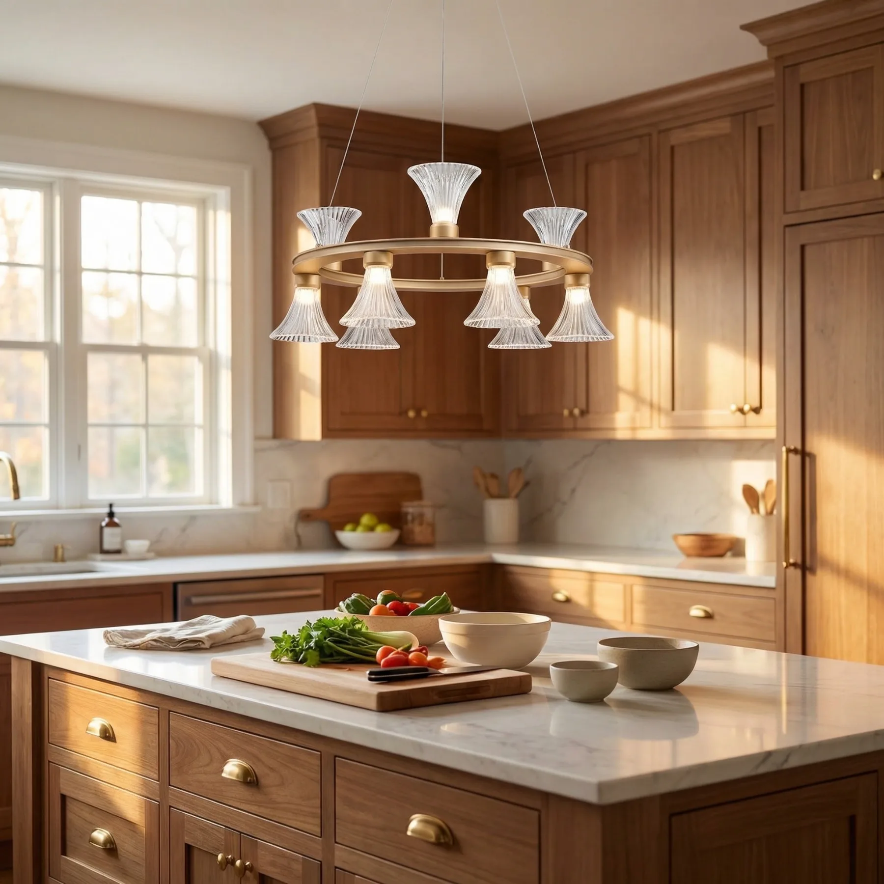 Radiant Brass Glass Chandelier image 3