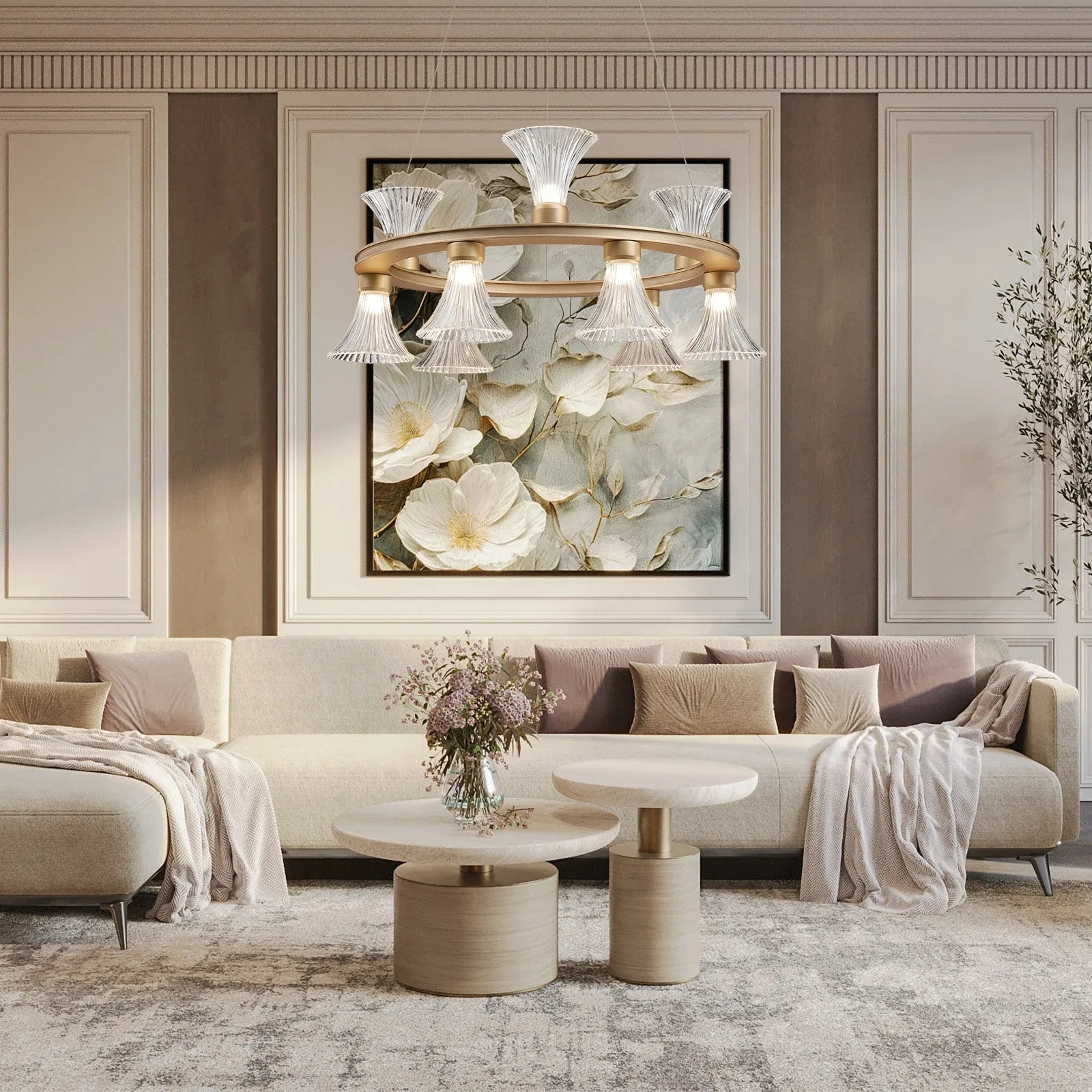 Radiant Brass Glass Chandelier image 6