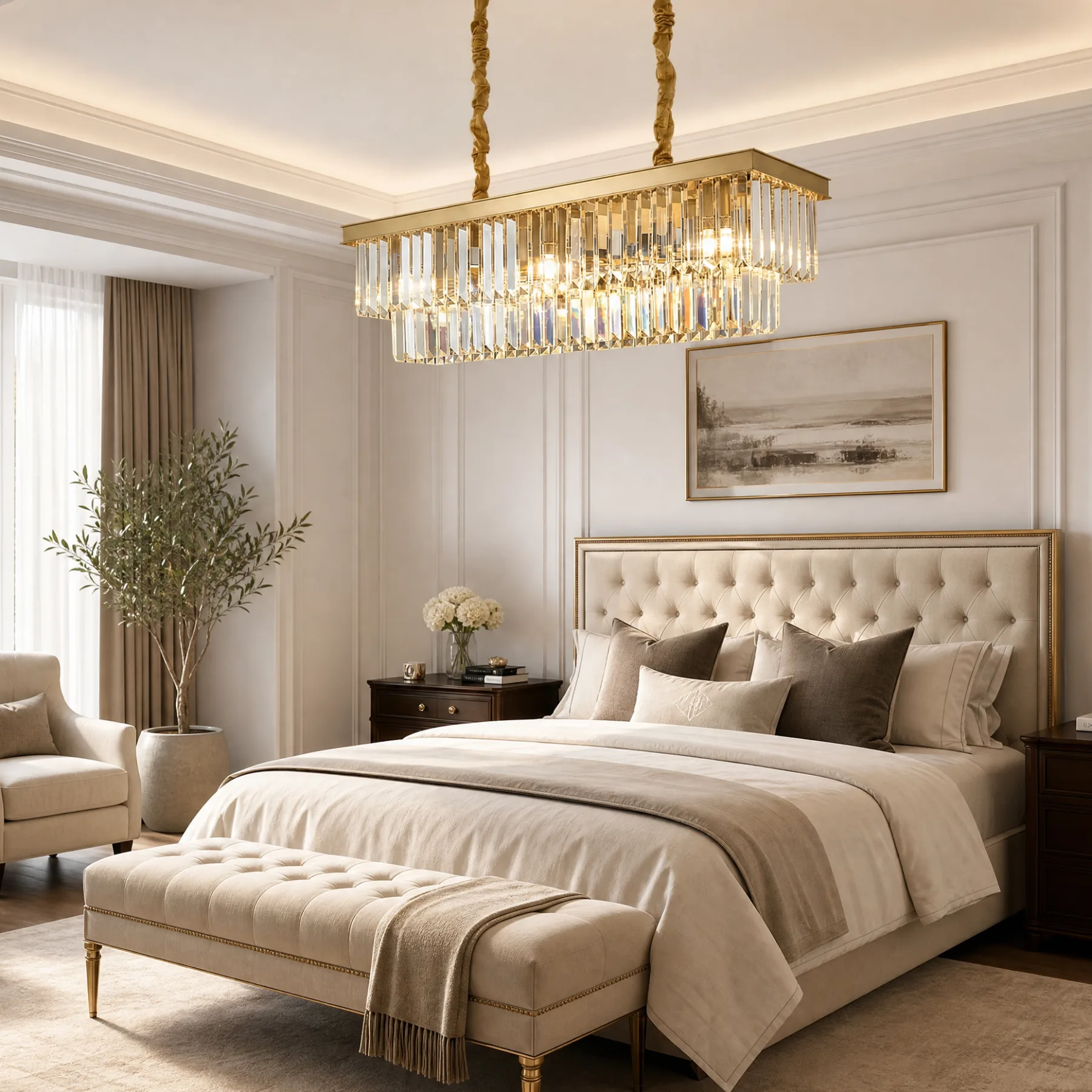Gilded Crystal Linear Chandelier image 5