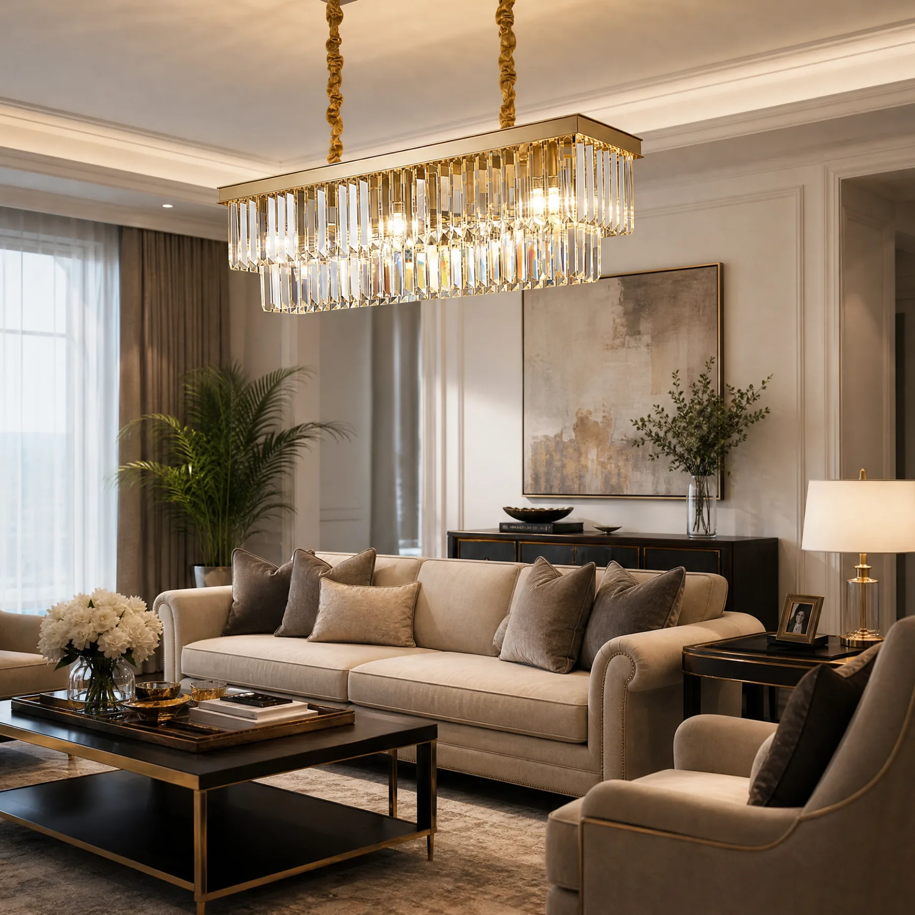 Gilded Crystal Linear Chandelier image 4