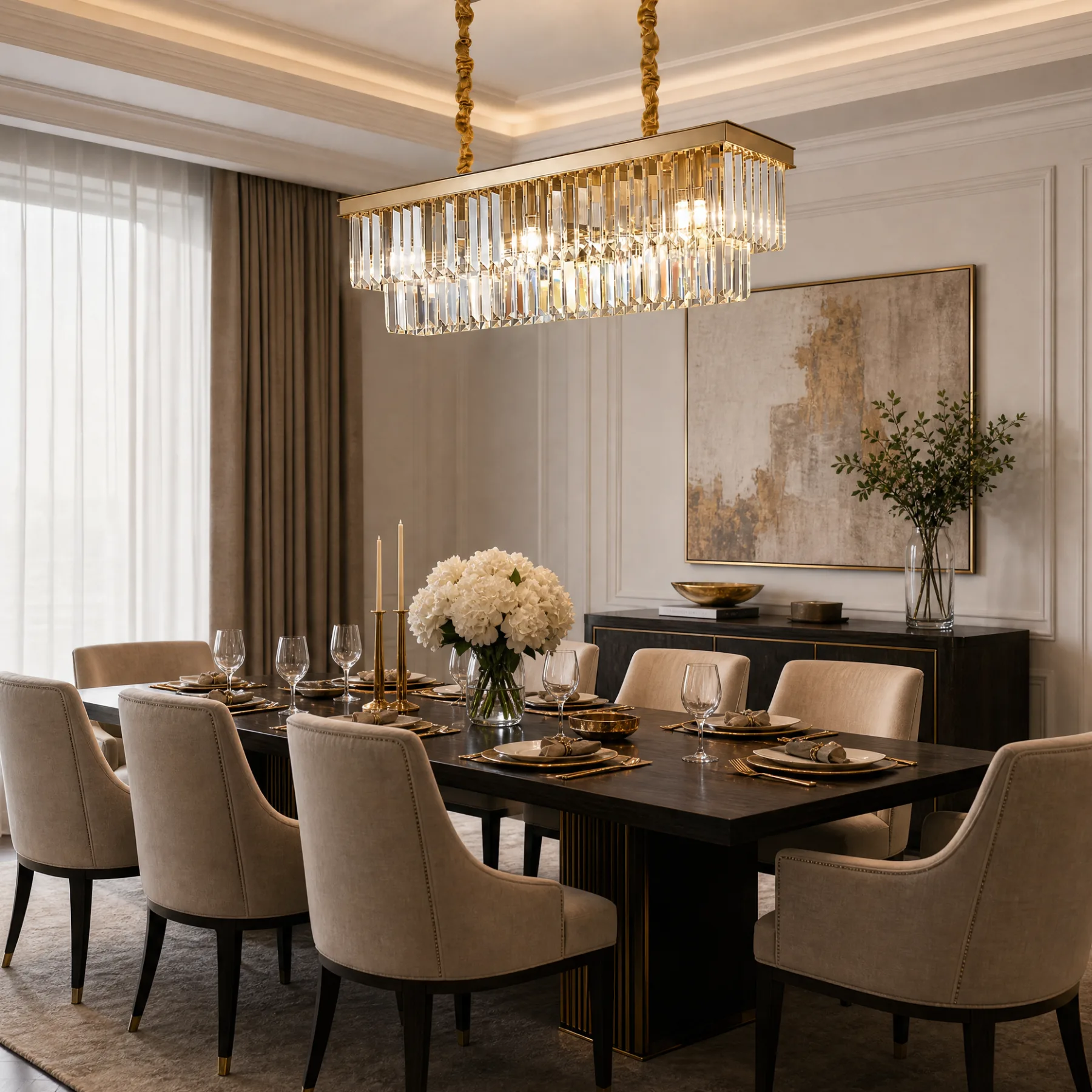 Gilded Crystal Linear Chandelier image 6