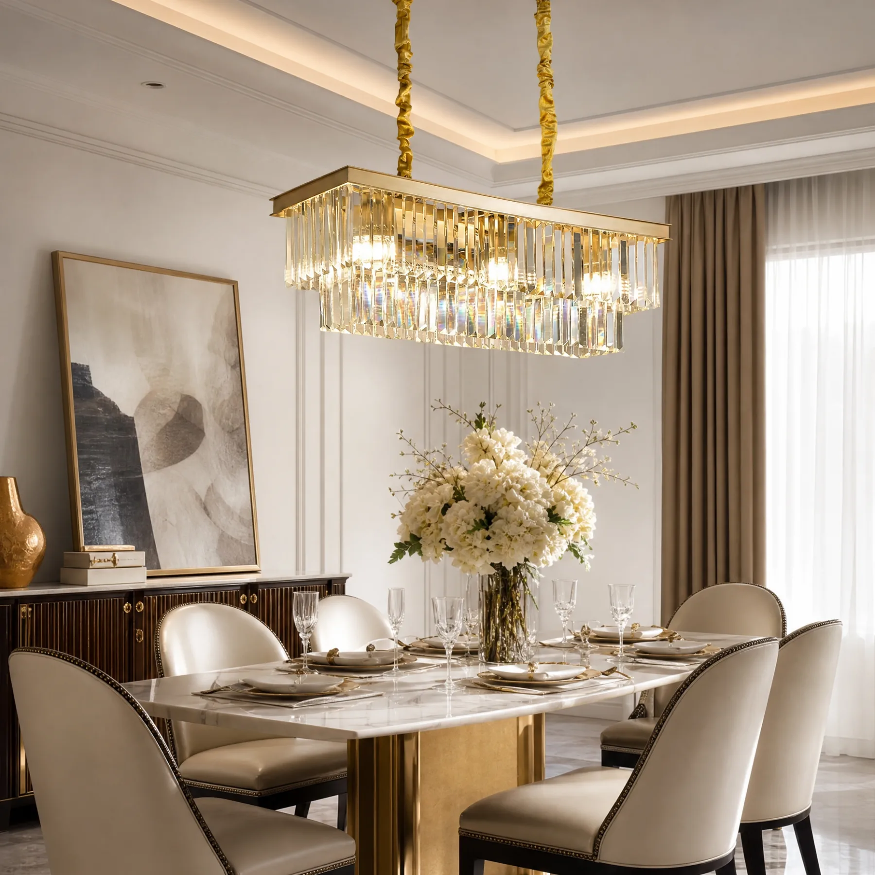 Gilded Crystal Linear Chandelier image 3