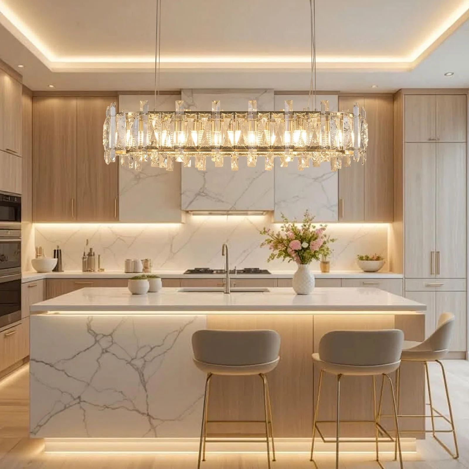 Gilded Crystal Linear Chandelier image 5