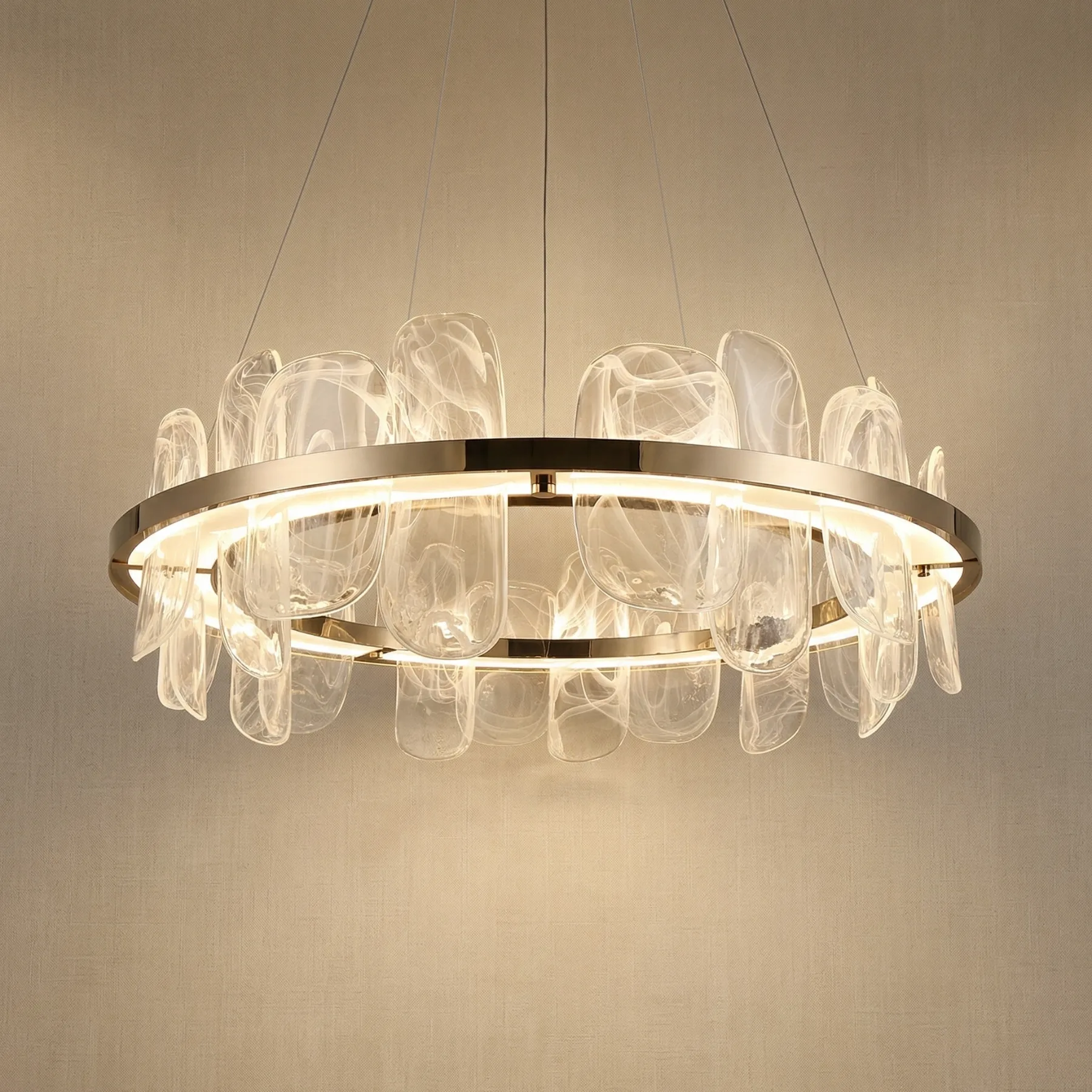 Luminous Glass Halo Chandelier custom chandeliers