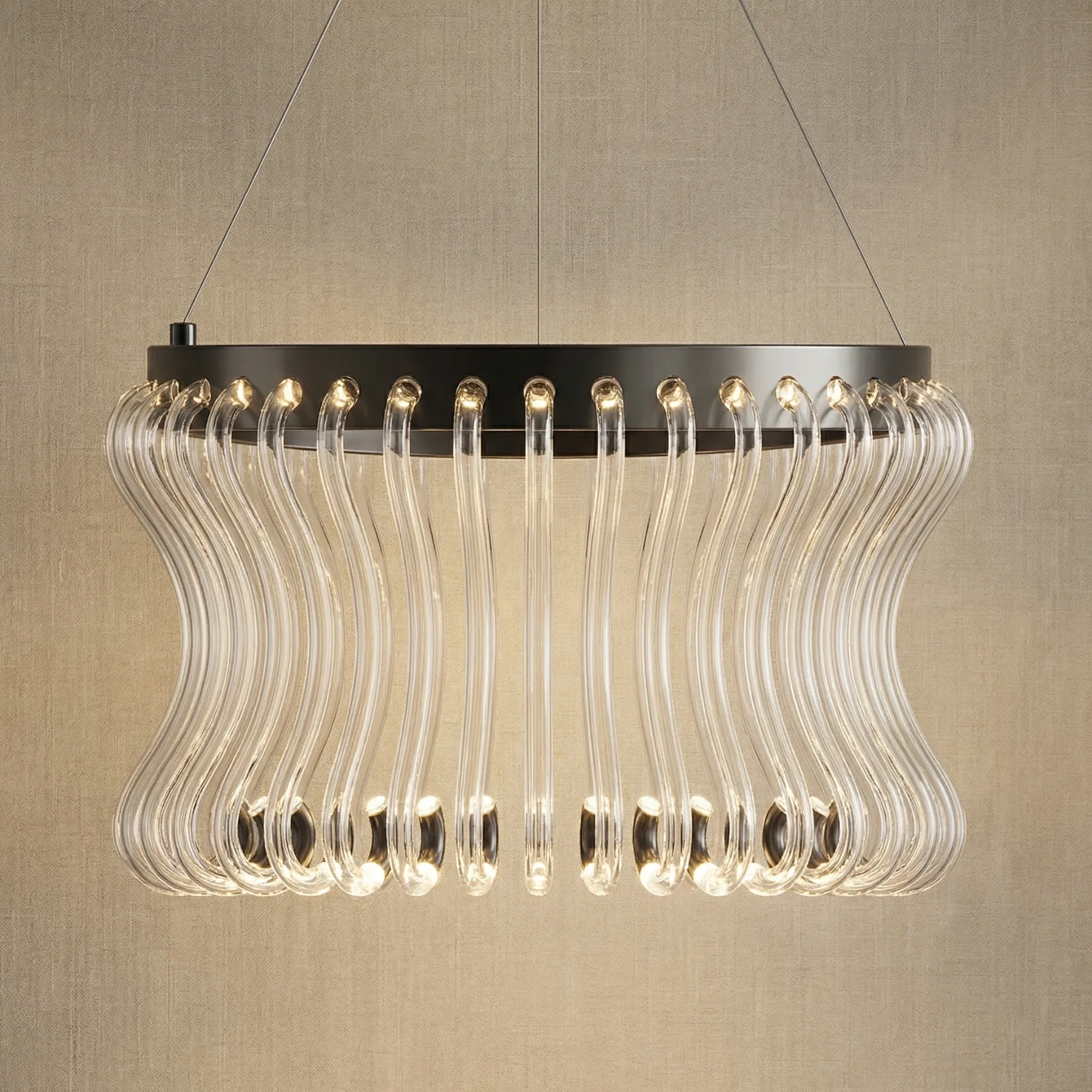 Luminous Curved Glass Chandelier custom chandeliers