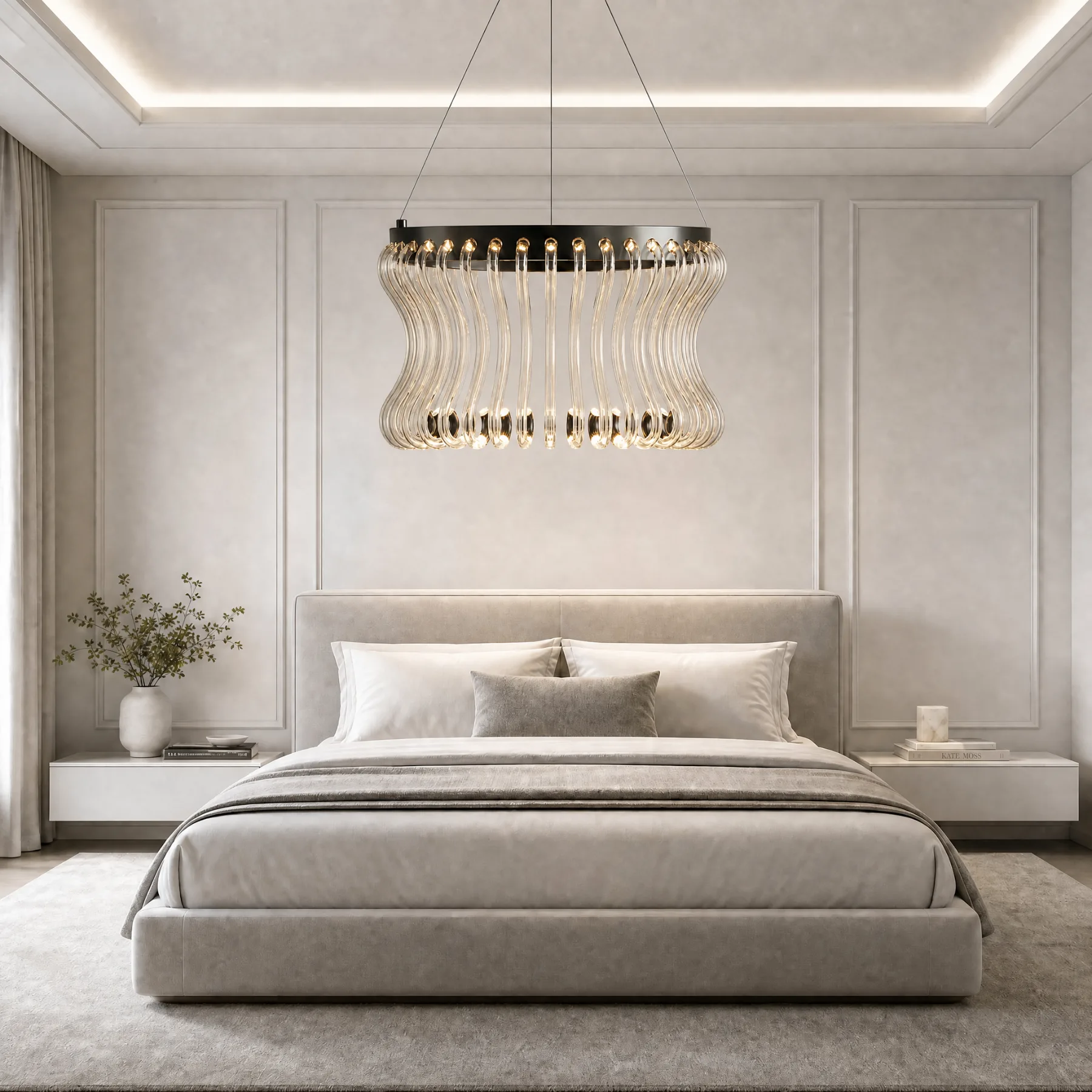 Luminous Curved Glass Chandelier image 4