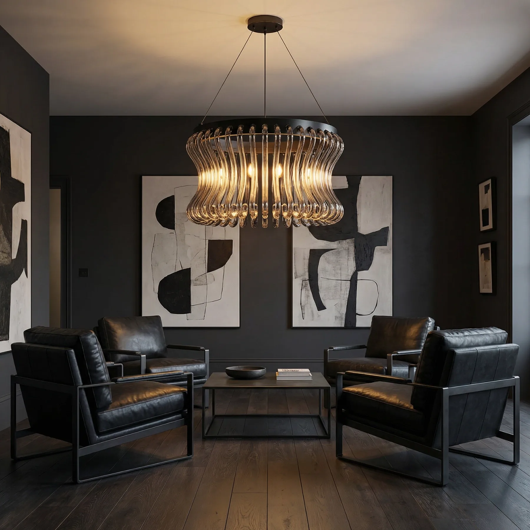 Luminous Curved Glass Chandelier image 2