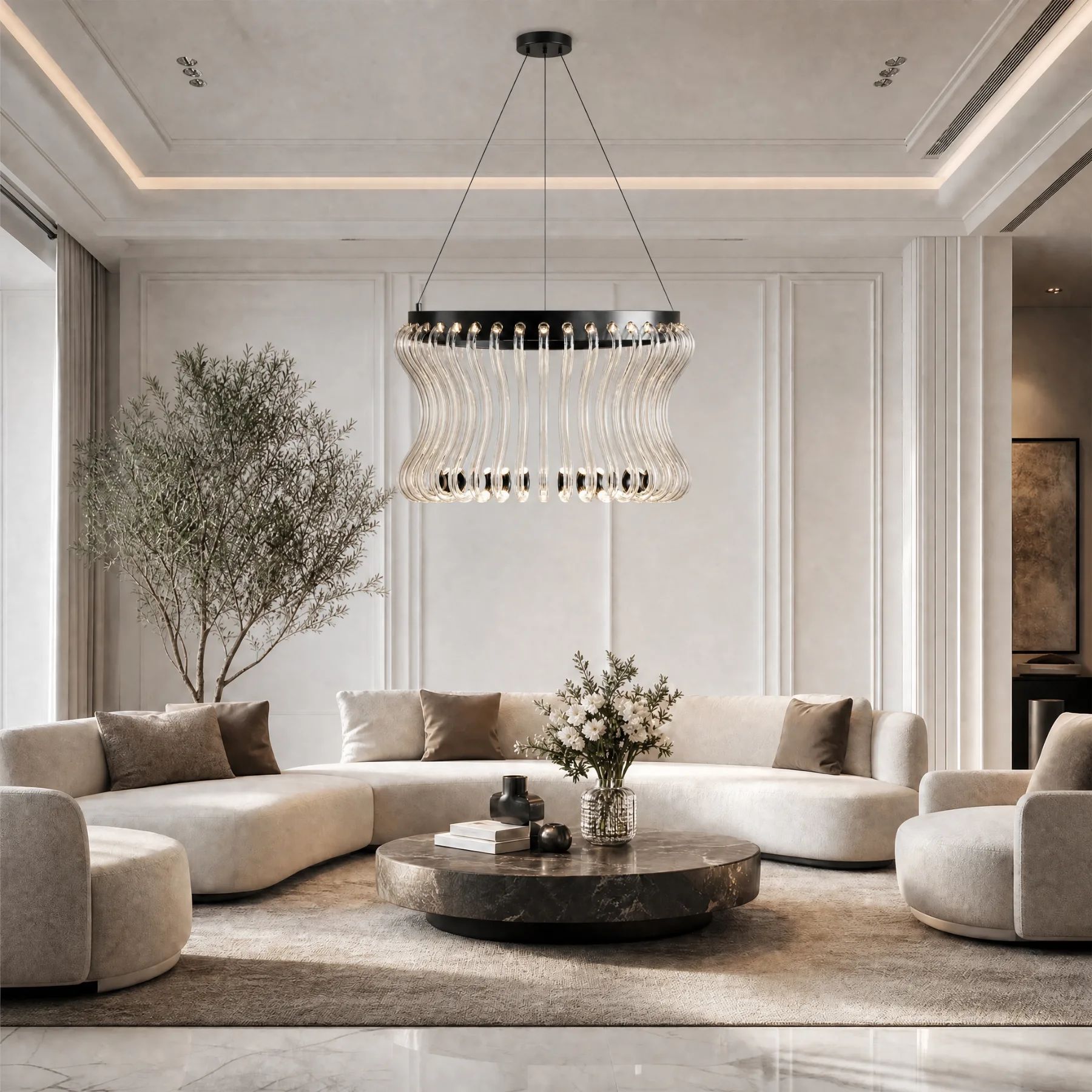 Luminous Curved Glass Chandelier image 6