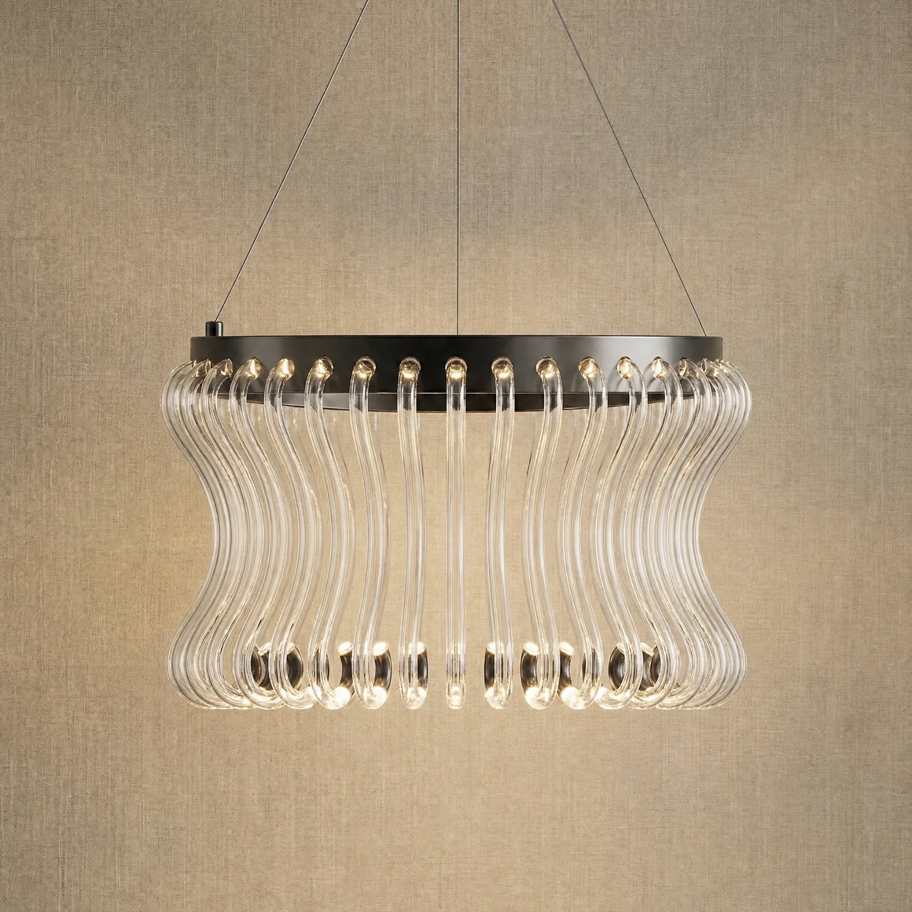 Luminous Curved Glass Chandelier image 5