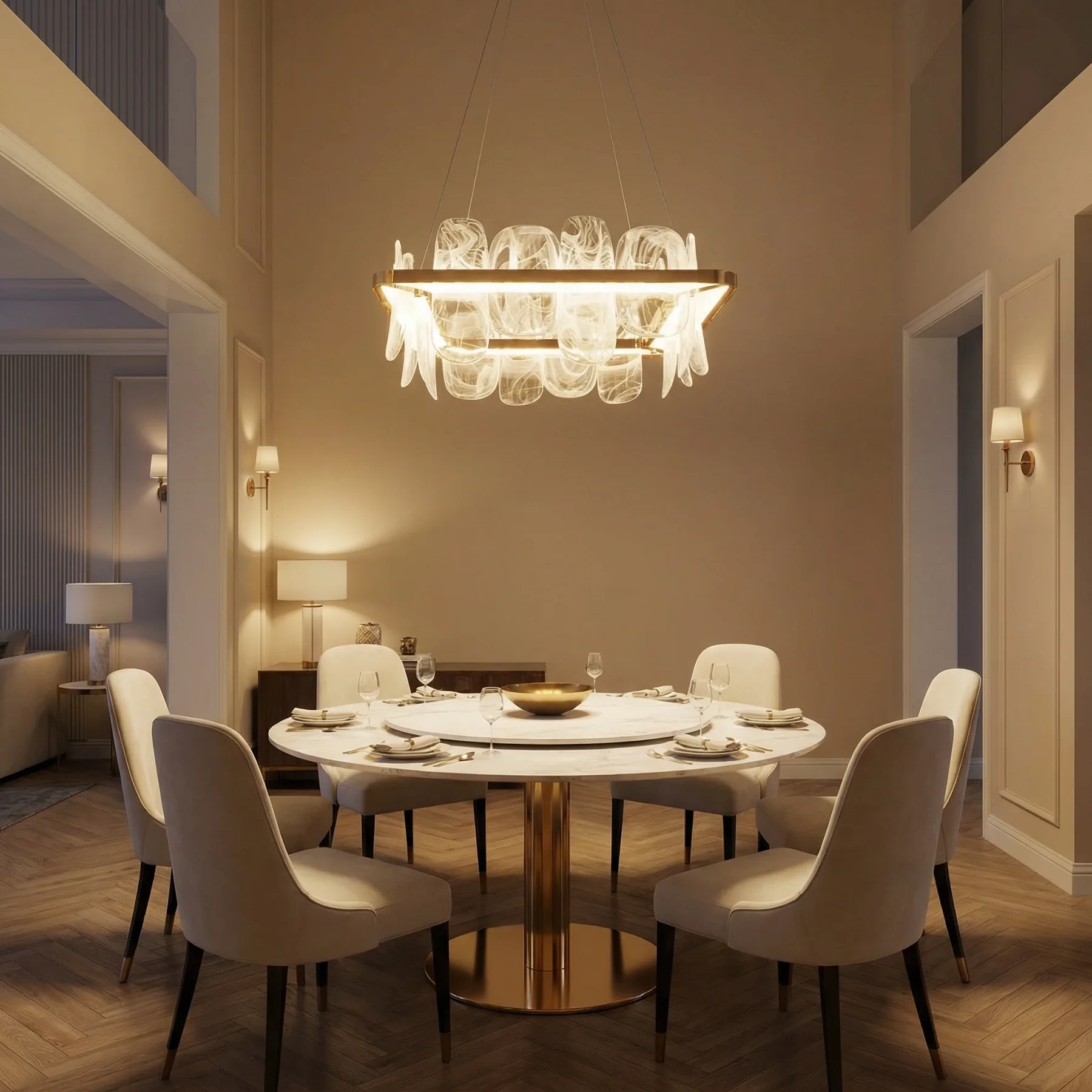 Luminous Glass Leaf Chandelier image 2