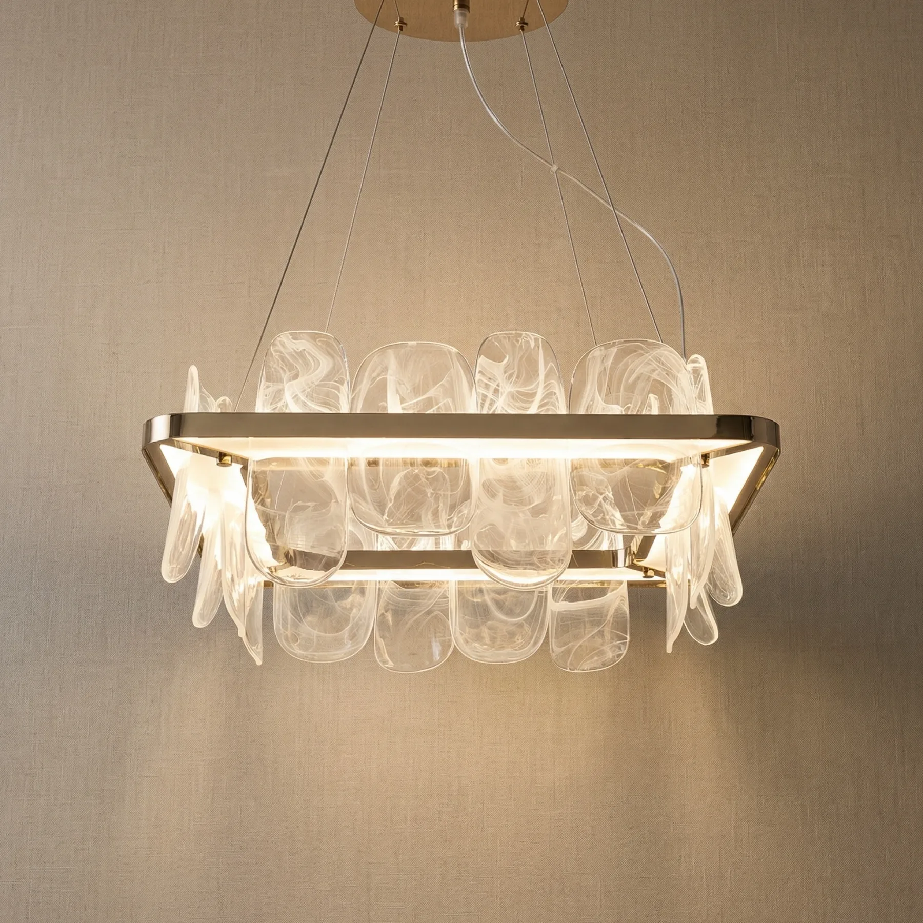 Luminous Glass Leaf Chandelier custom chandeliers