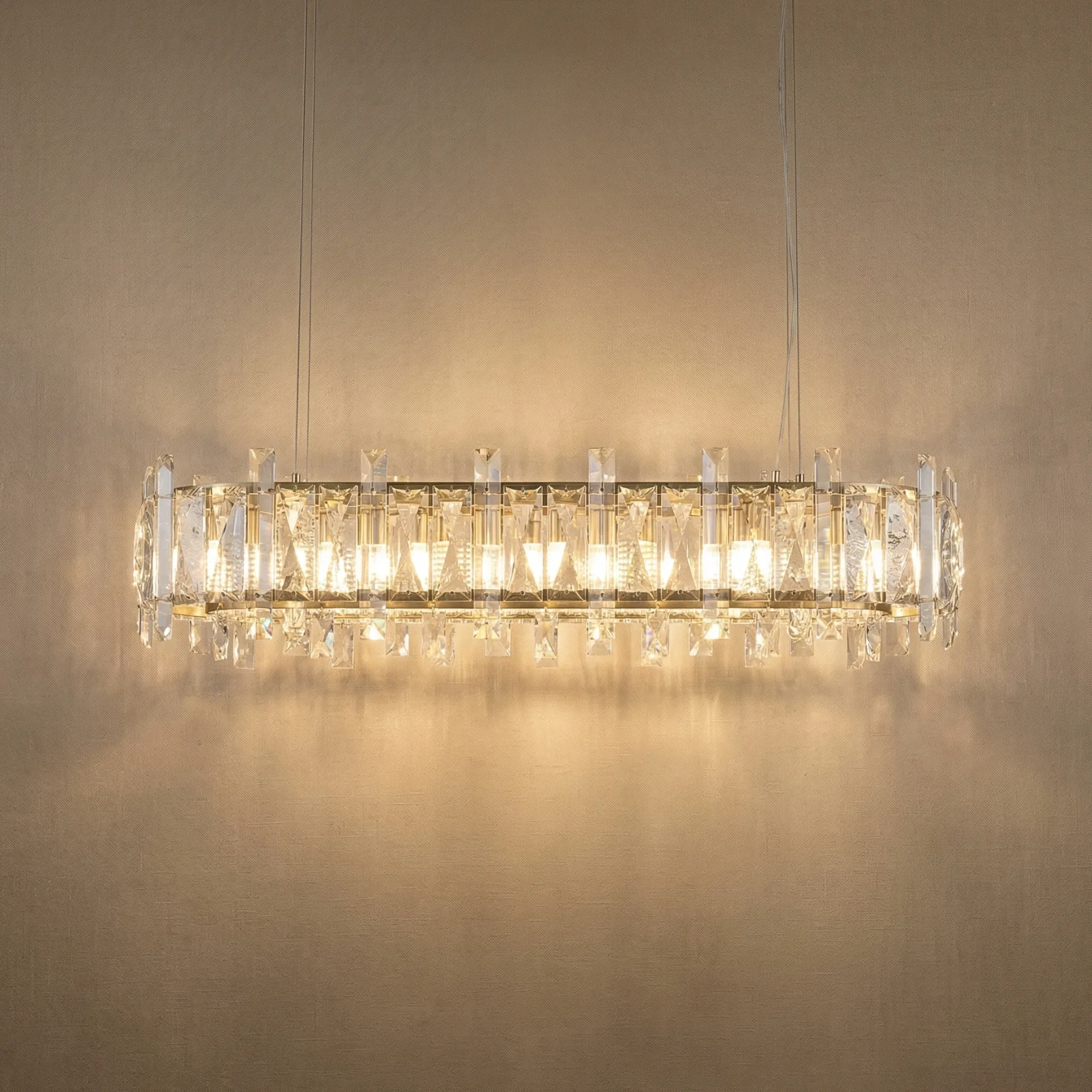 Gilded Crystal Linear Chandelier custom chandeliers
