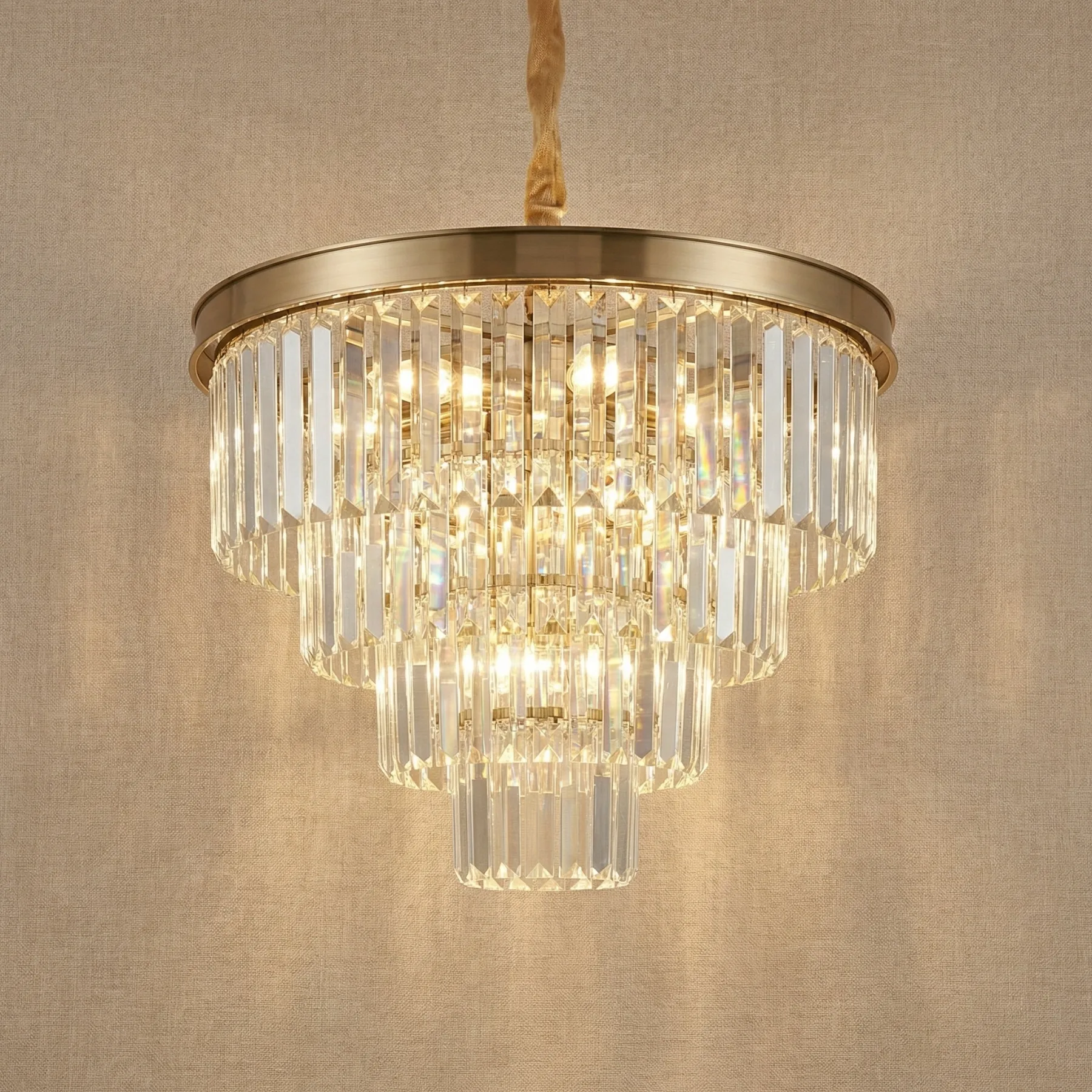 Gilded Tiered Crystal Chandelier custom chandeliers