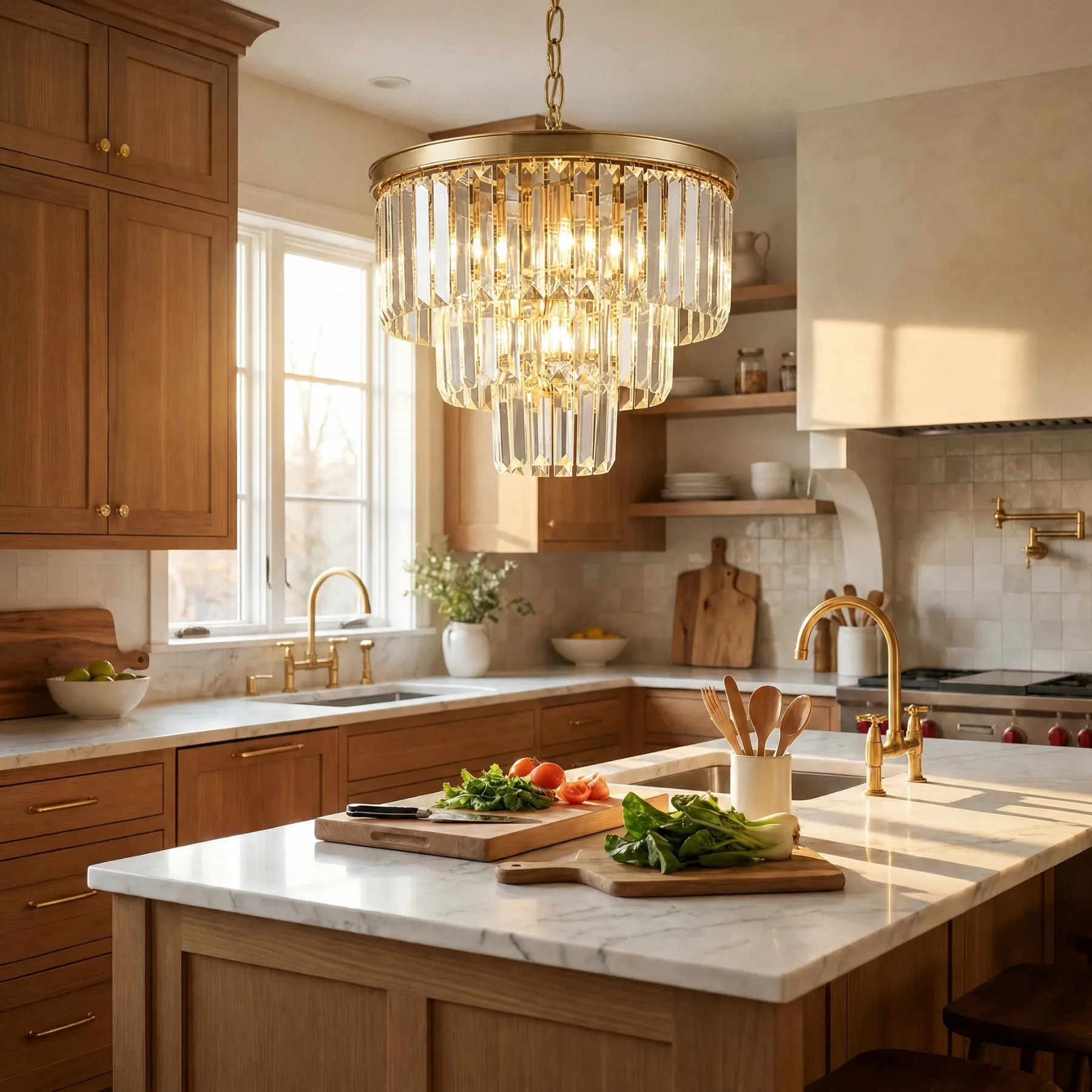 Gilded Tiered Crystal Chandelier image 6