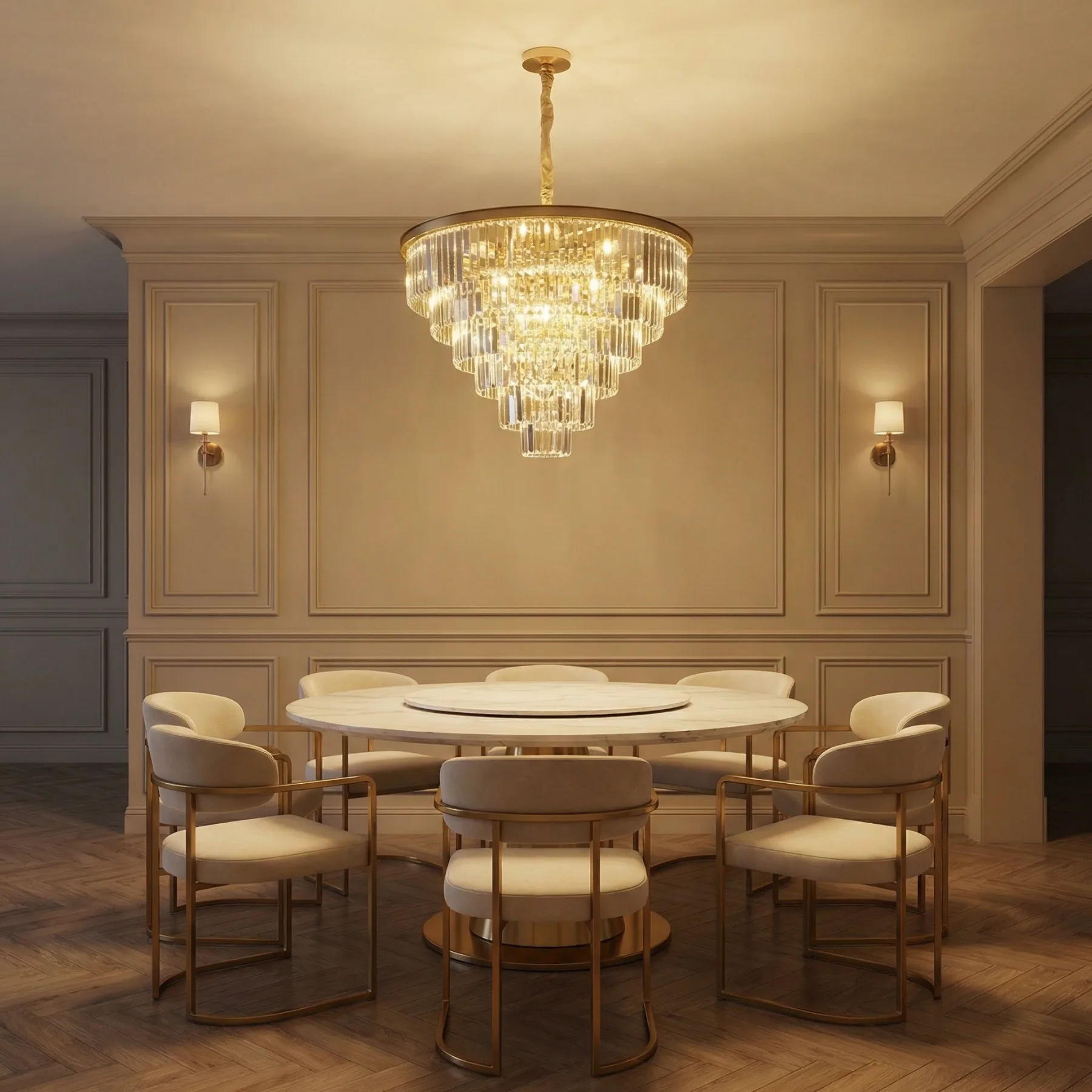 Gilded Tiered Crystal Chandelier image 4