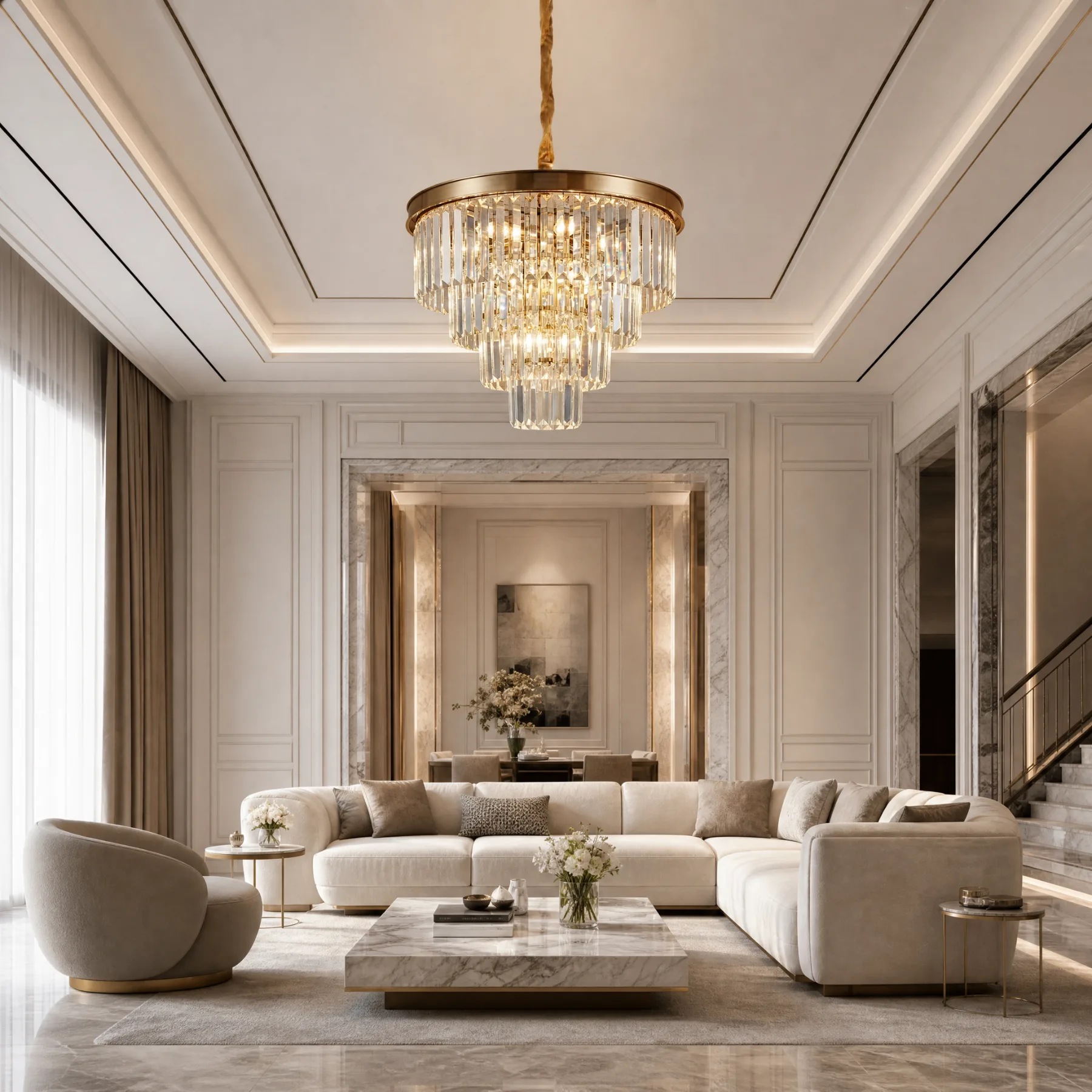 Gilded Tiered Crystal Chandelier image 5