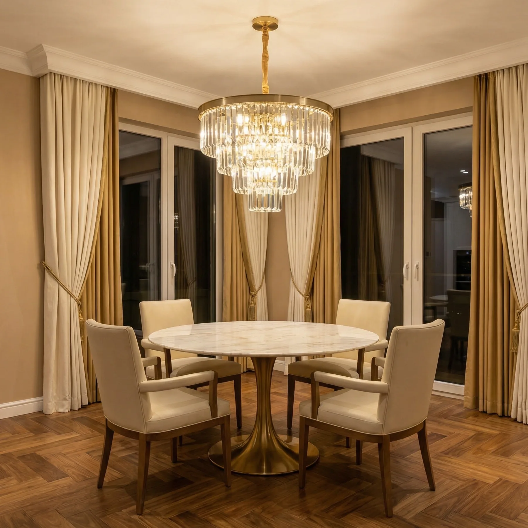 Gilded Tiered Crystal Chandelier image 2