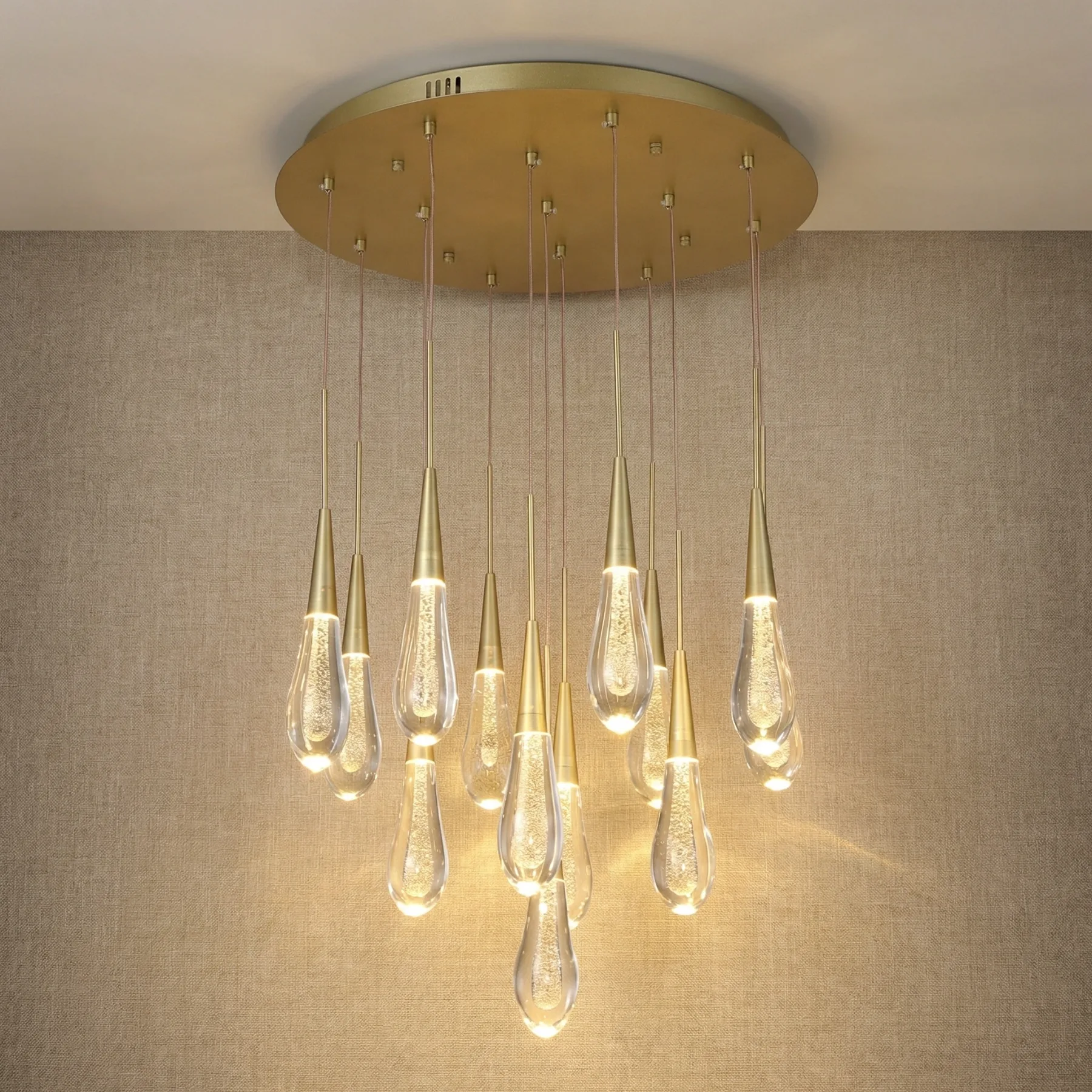 Gilded Raindrop Glass Chandelier custom chandeliers