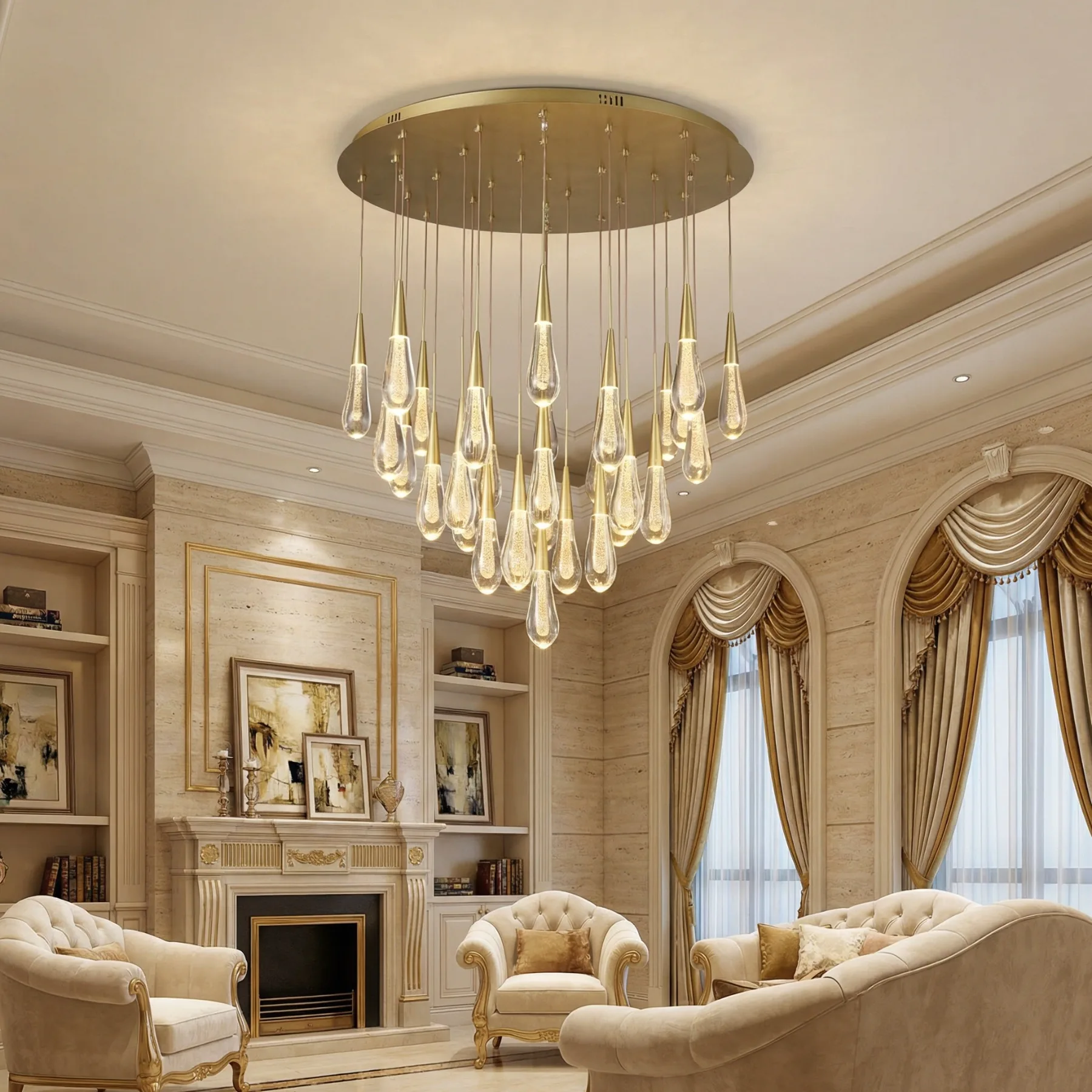 Gilded Raindrop Glass Chandelier image 6
