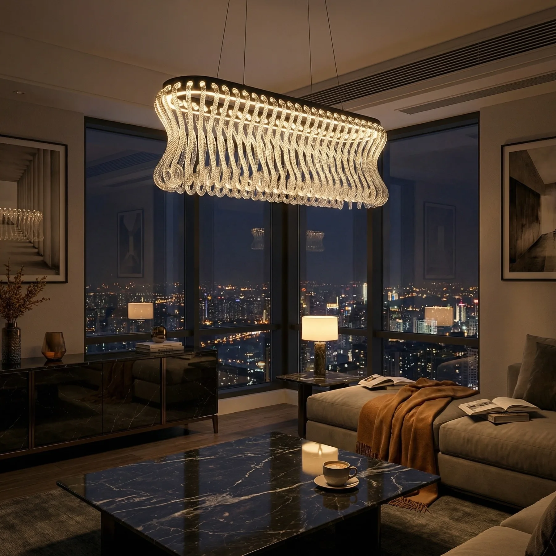 Luminous Crystal Fringe Chandelier image 4