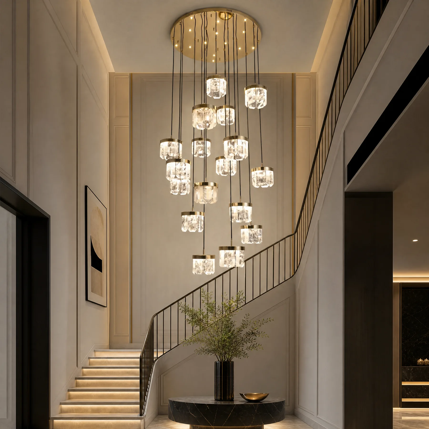 Gilded Crystal Cascade Chandelier image 3