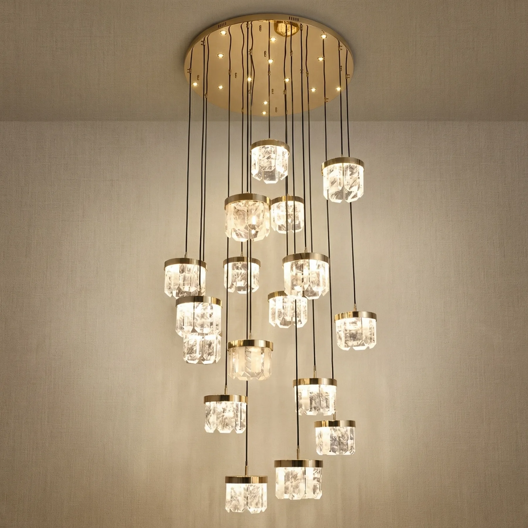 Gilded Crystal Cascade Chandelier custom chandeliers