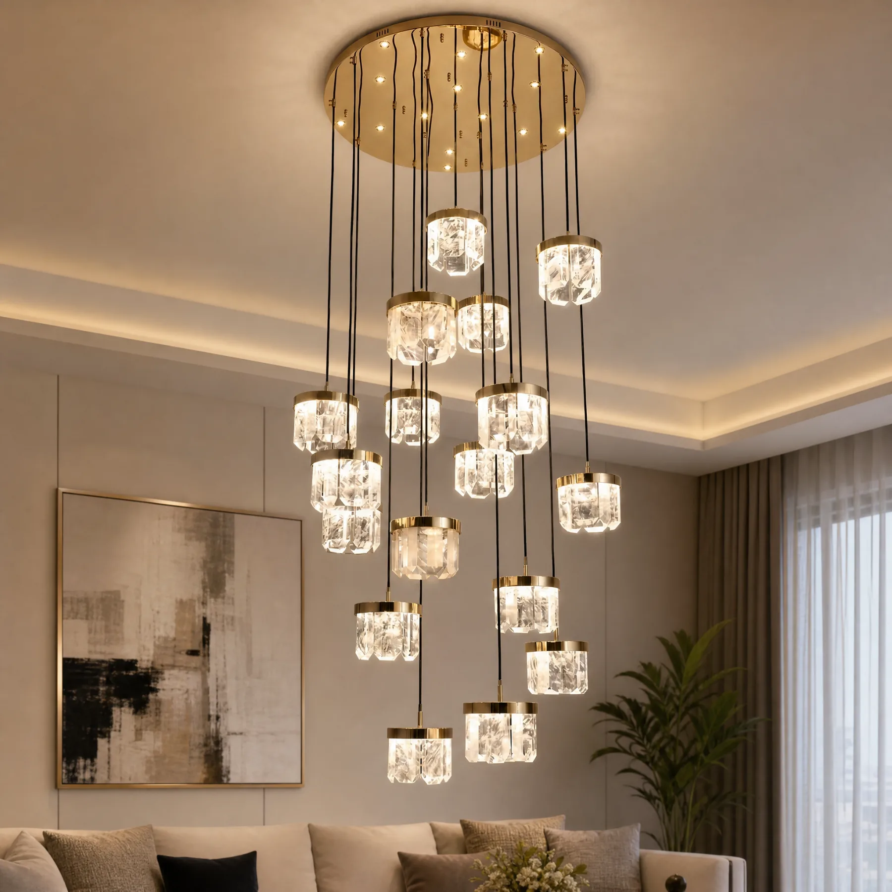 Gilded Crystal Cascade Chandelier image 4