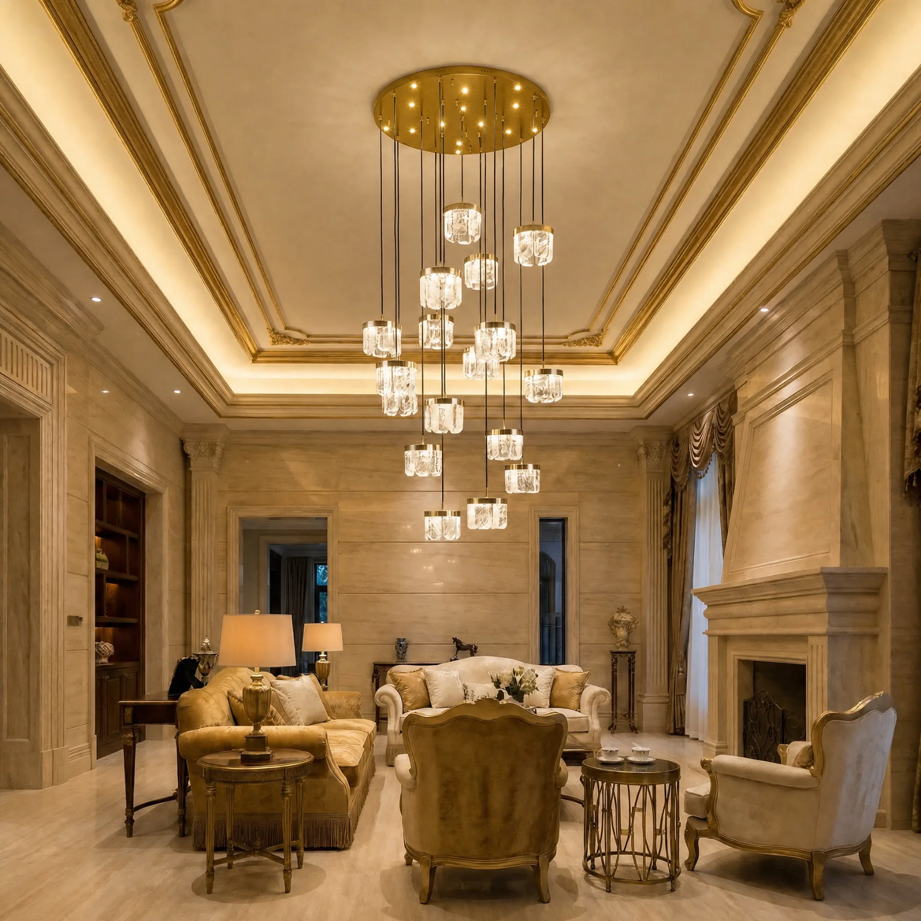 Gilded Crystal Cascade Chandelier image 6