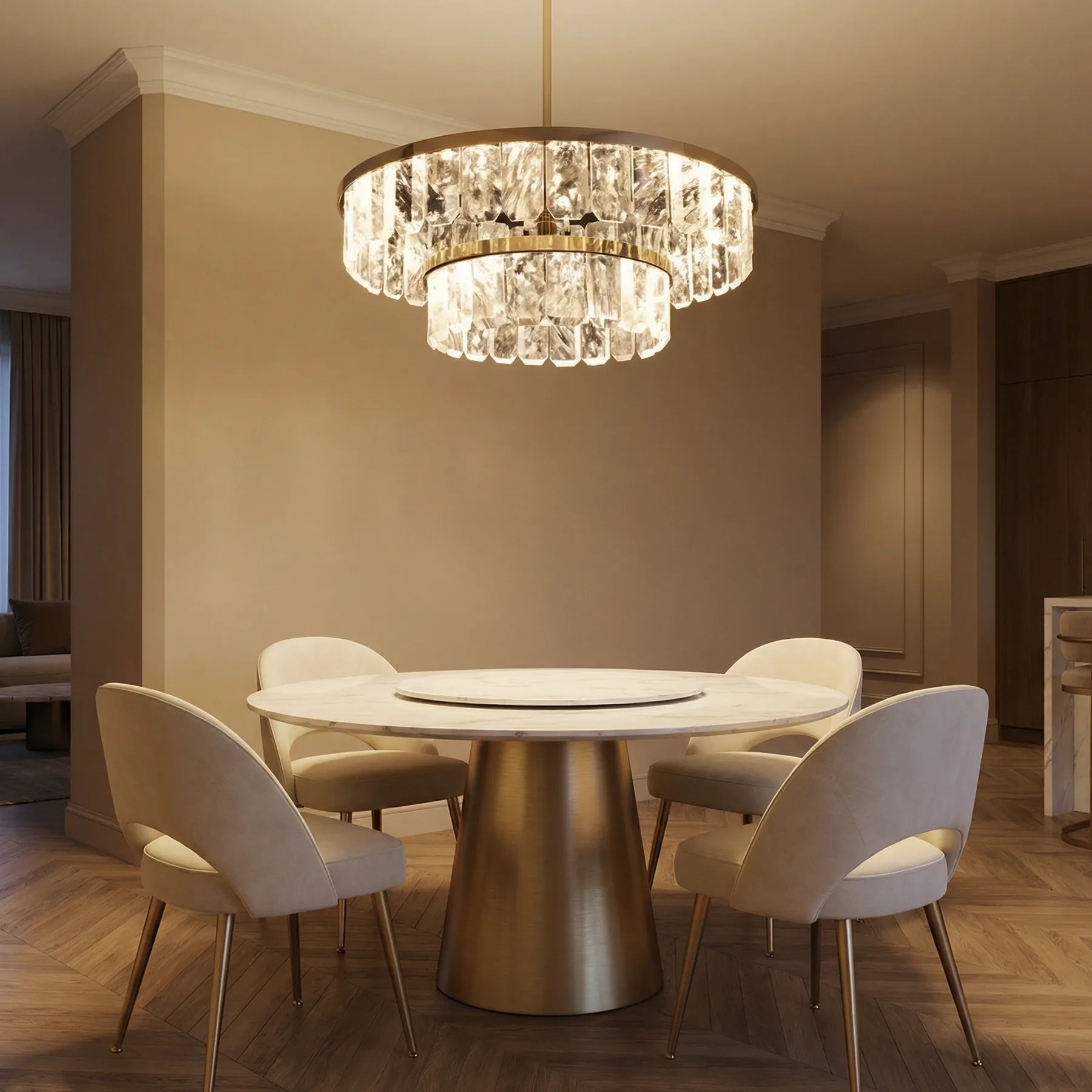 Gilded Crystal Ring Chandelier image 2