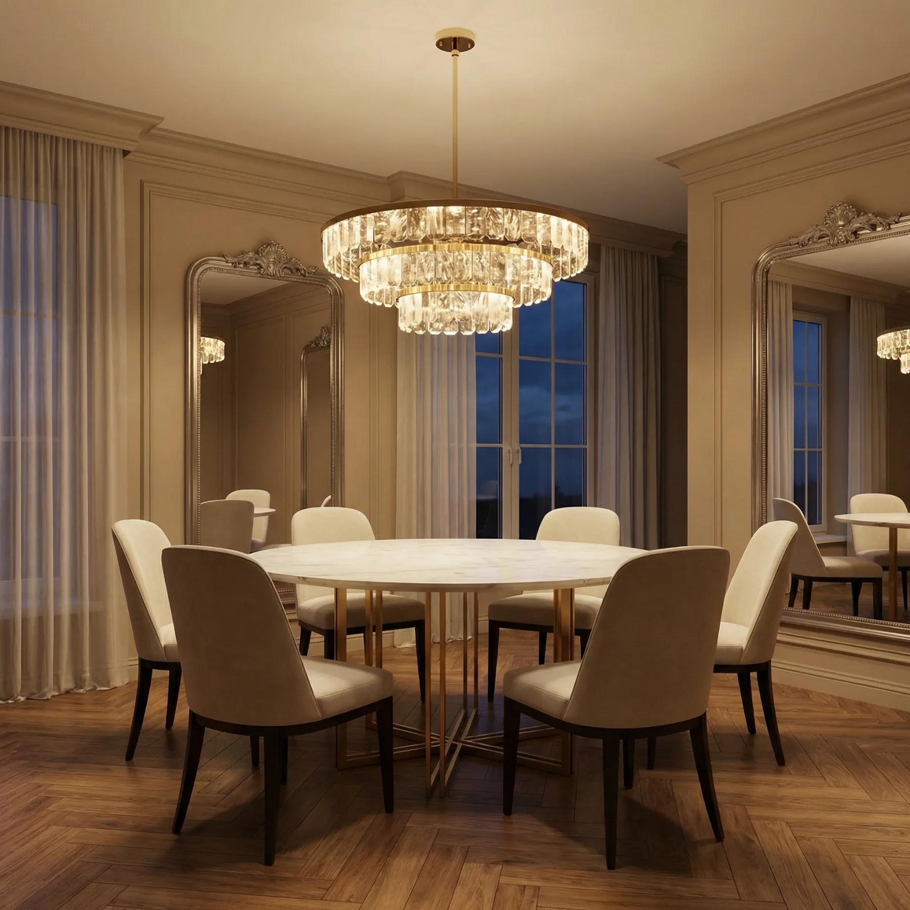 Gilded Tiered Crystal Chandelier image 2