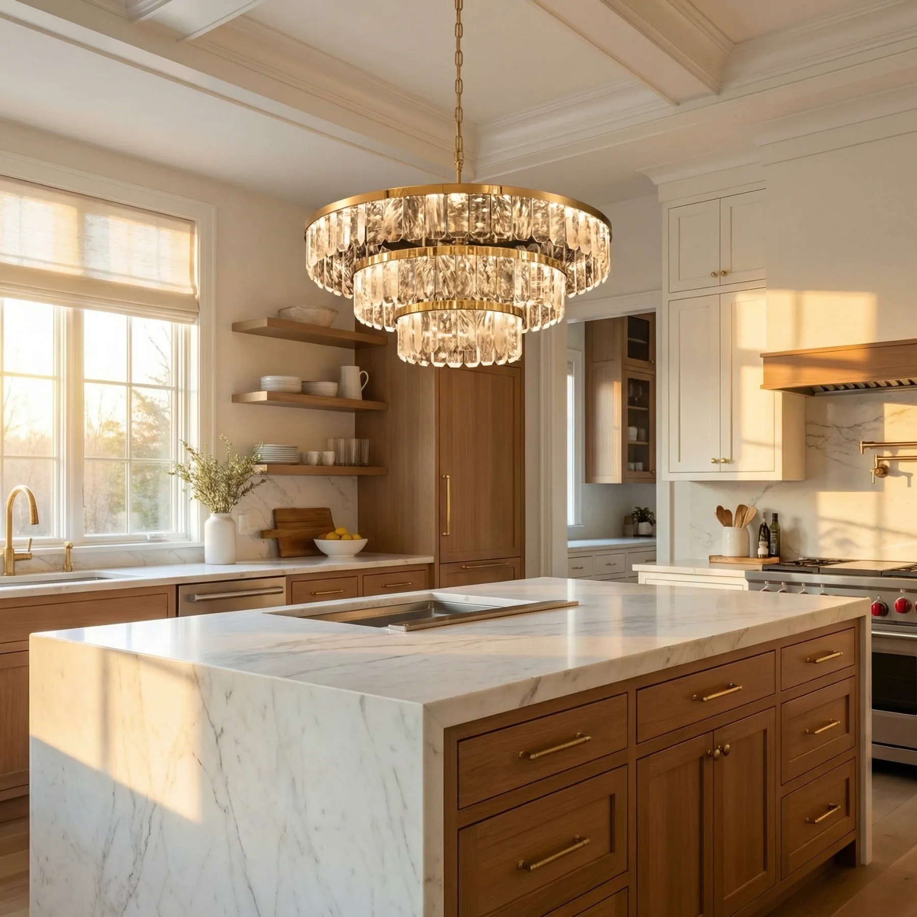 Gilded Tiered Crystal Chandelier image 3