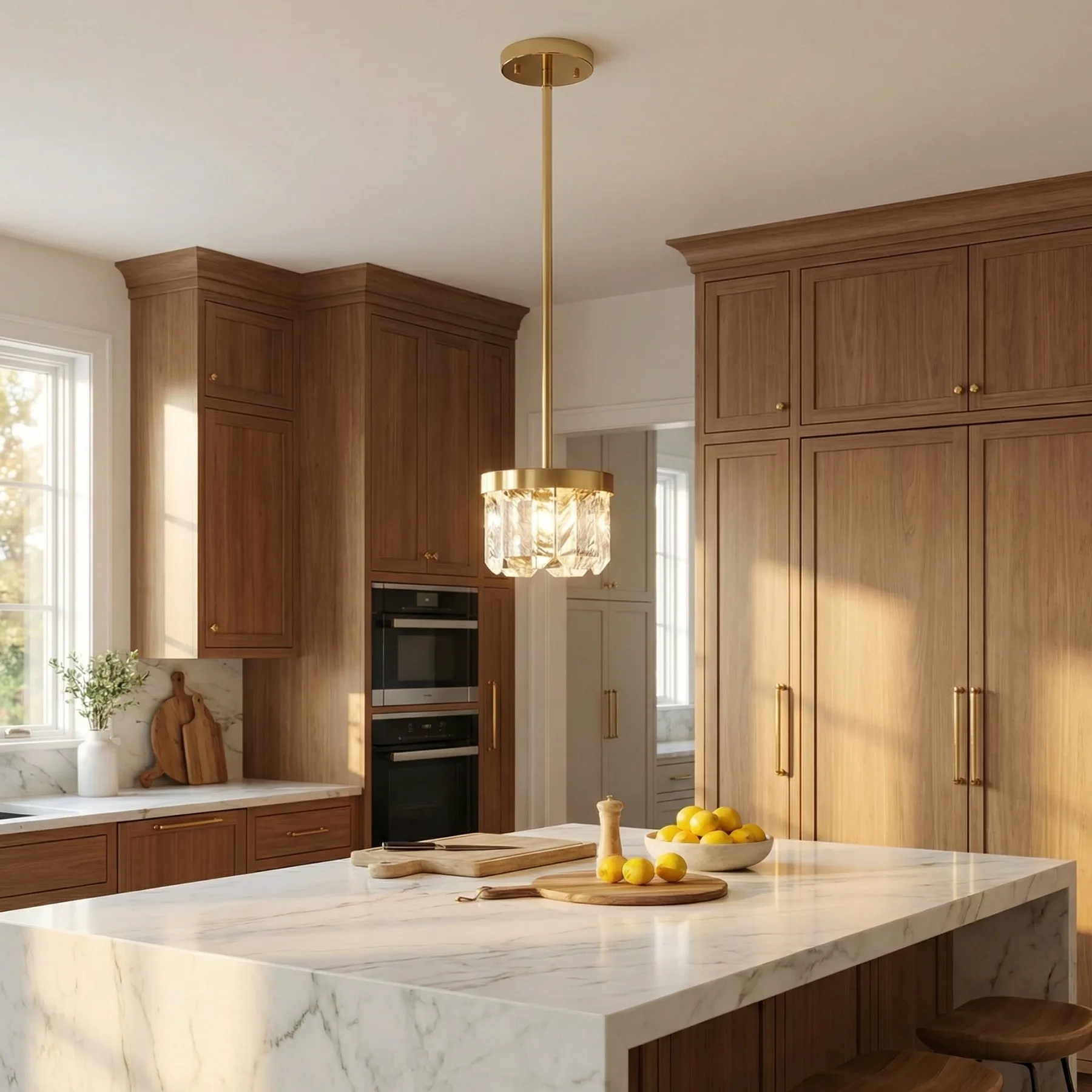 Lustrous Brass Crystal Pendant Light image 2