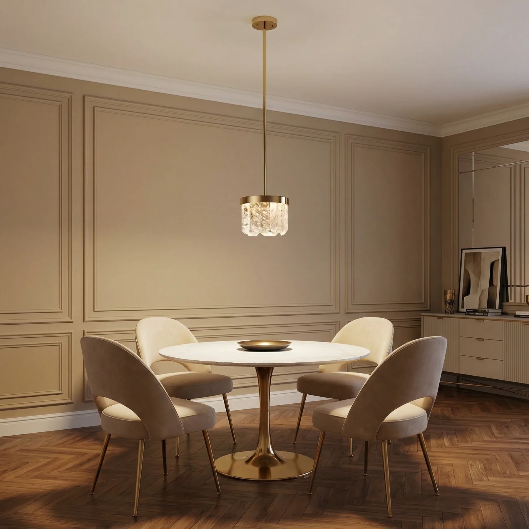Lustrous Brass Crystal Pendant Light image 3