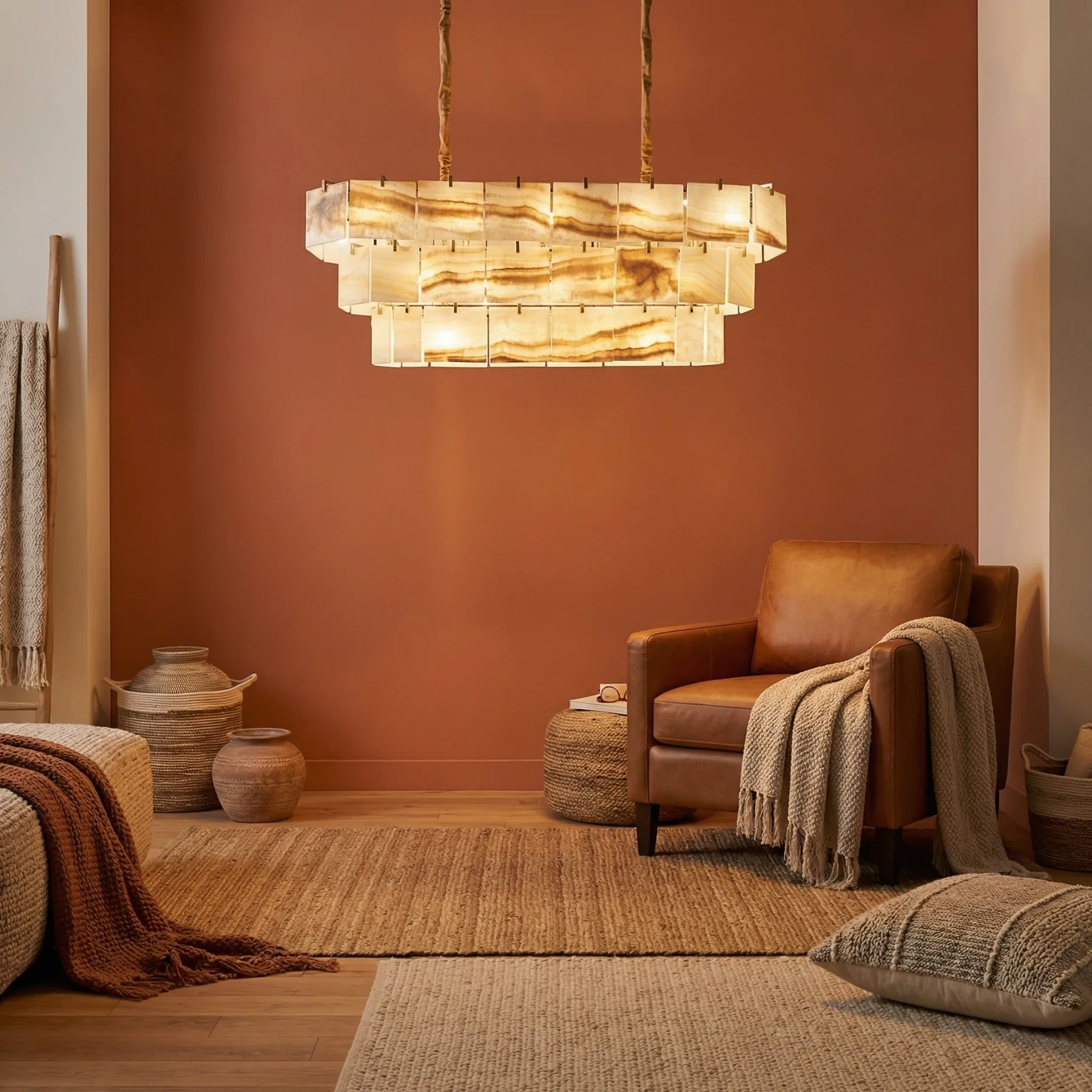 Striated Alabaster Linear Chandelier image 2