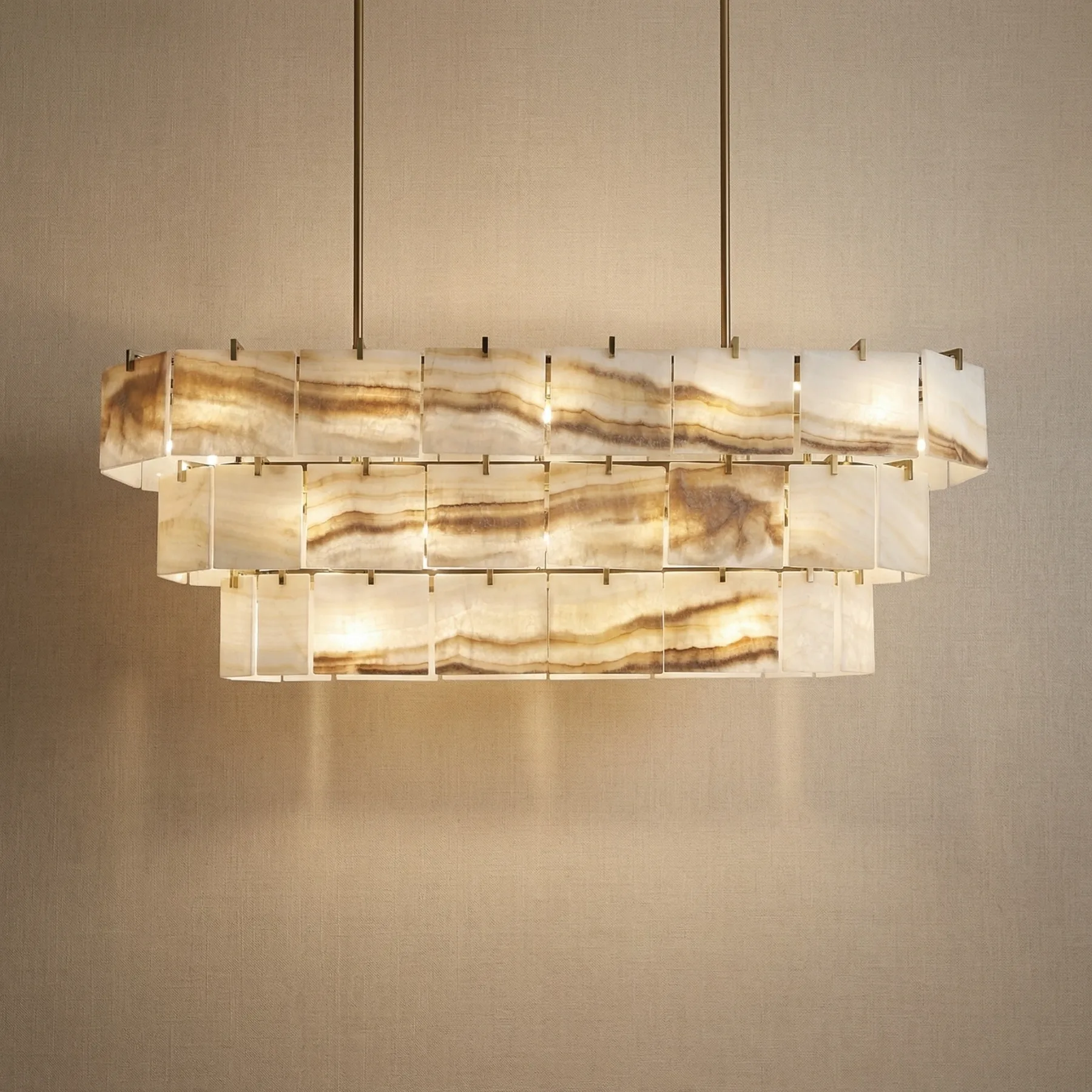 Striated Alabaster Linear Chandelier custom chandeliers