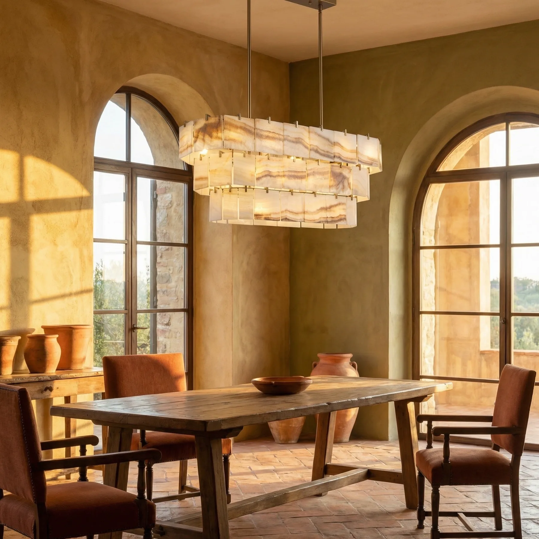 Striated Alabaster Linear Chandelier image 3