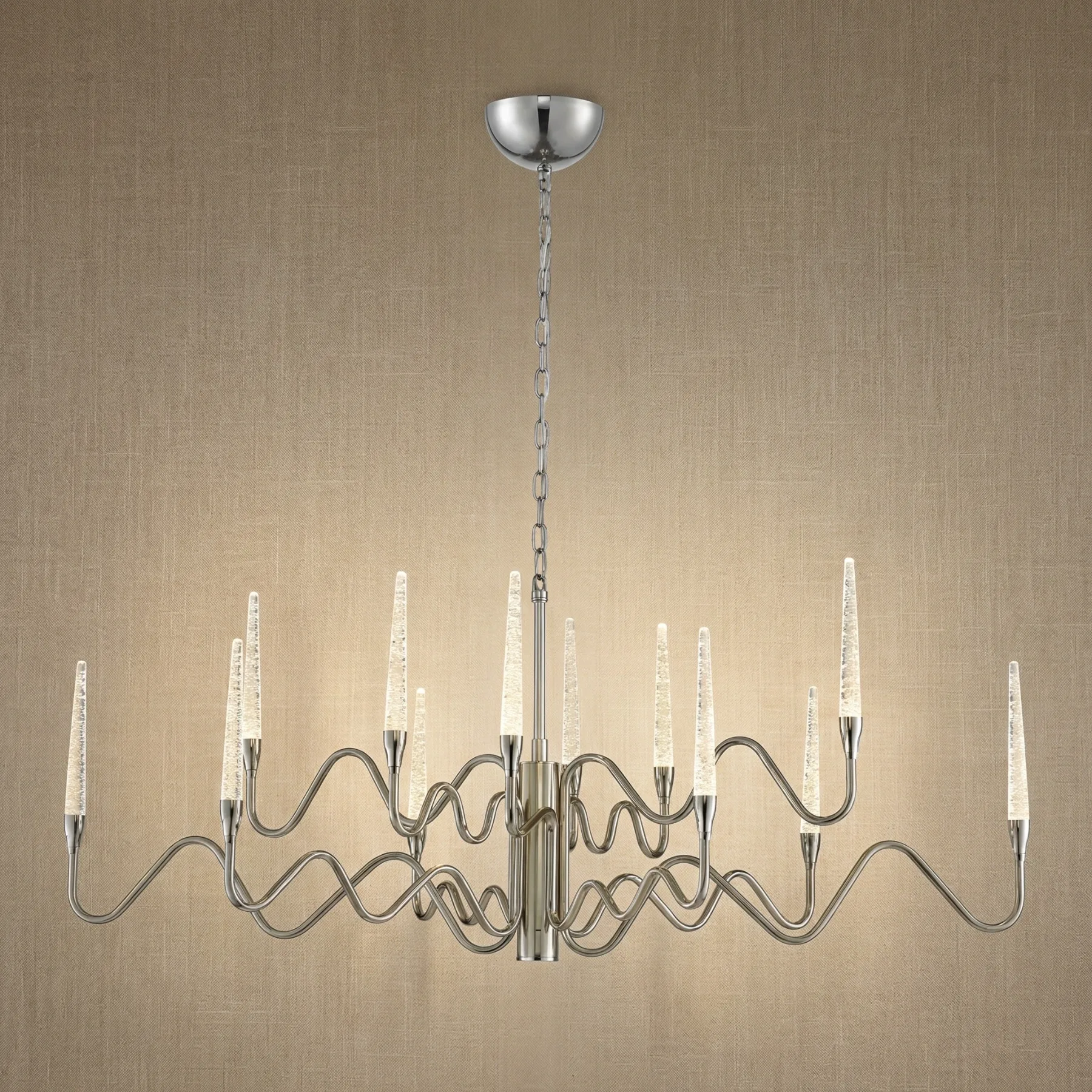 Luminous Chrome Wave Chandelier custom chandeliers