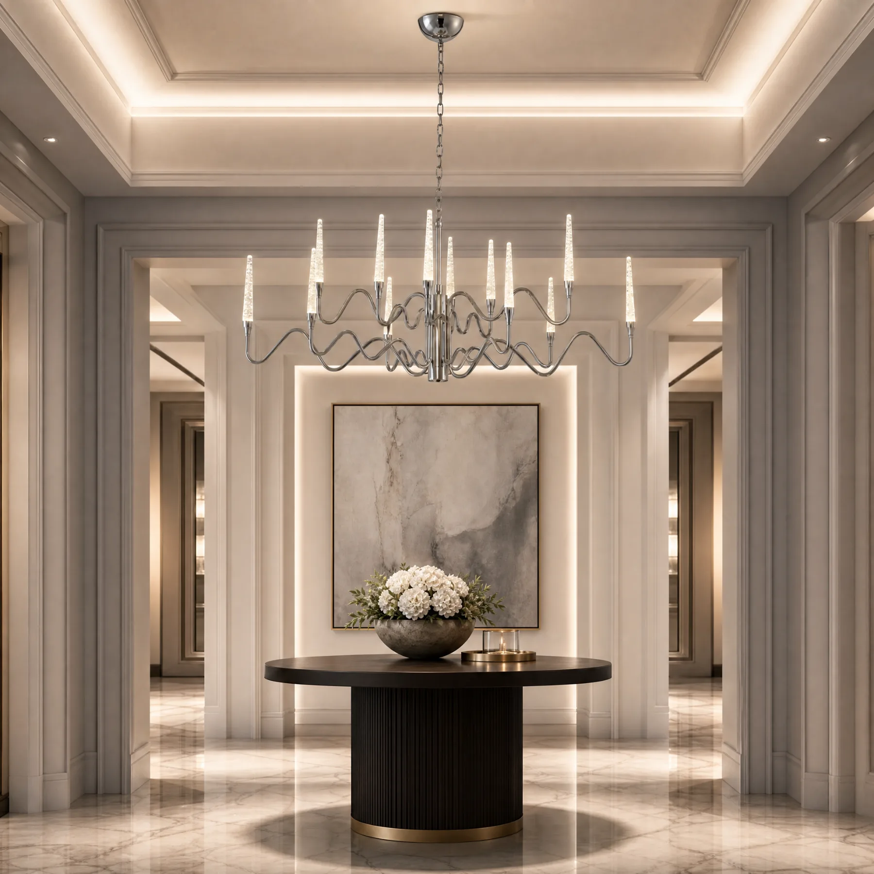 Luminous Chrome Wave Chandelier image 5