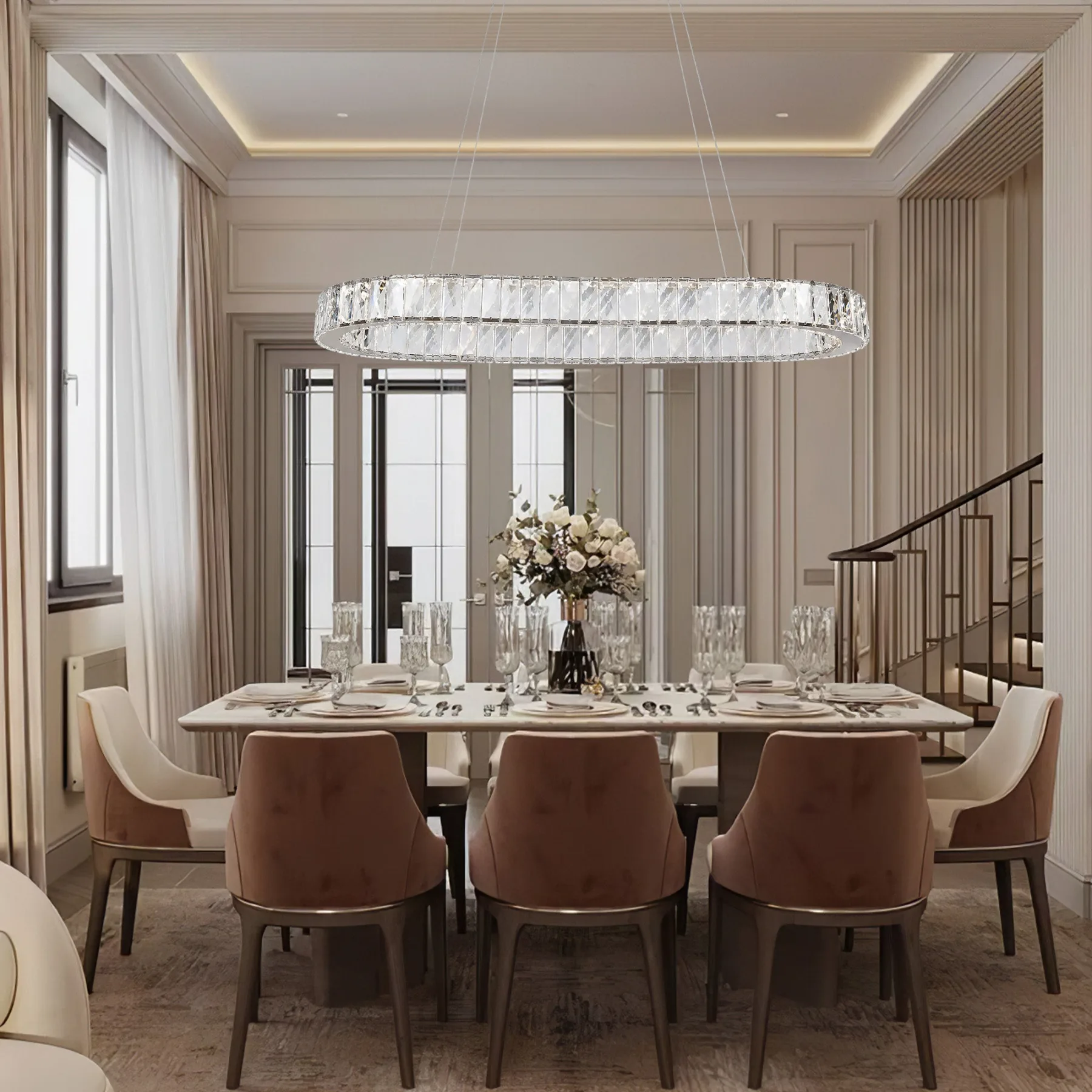 Luminous Crystal Oval Chandelier image 6