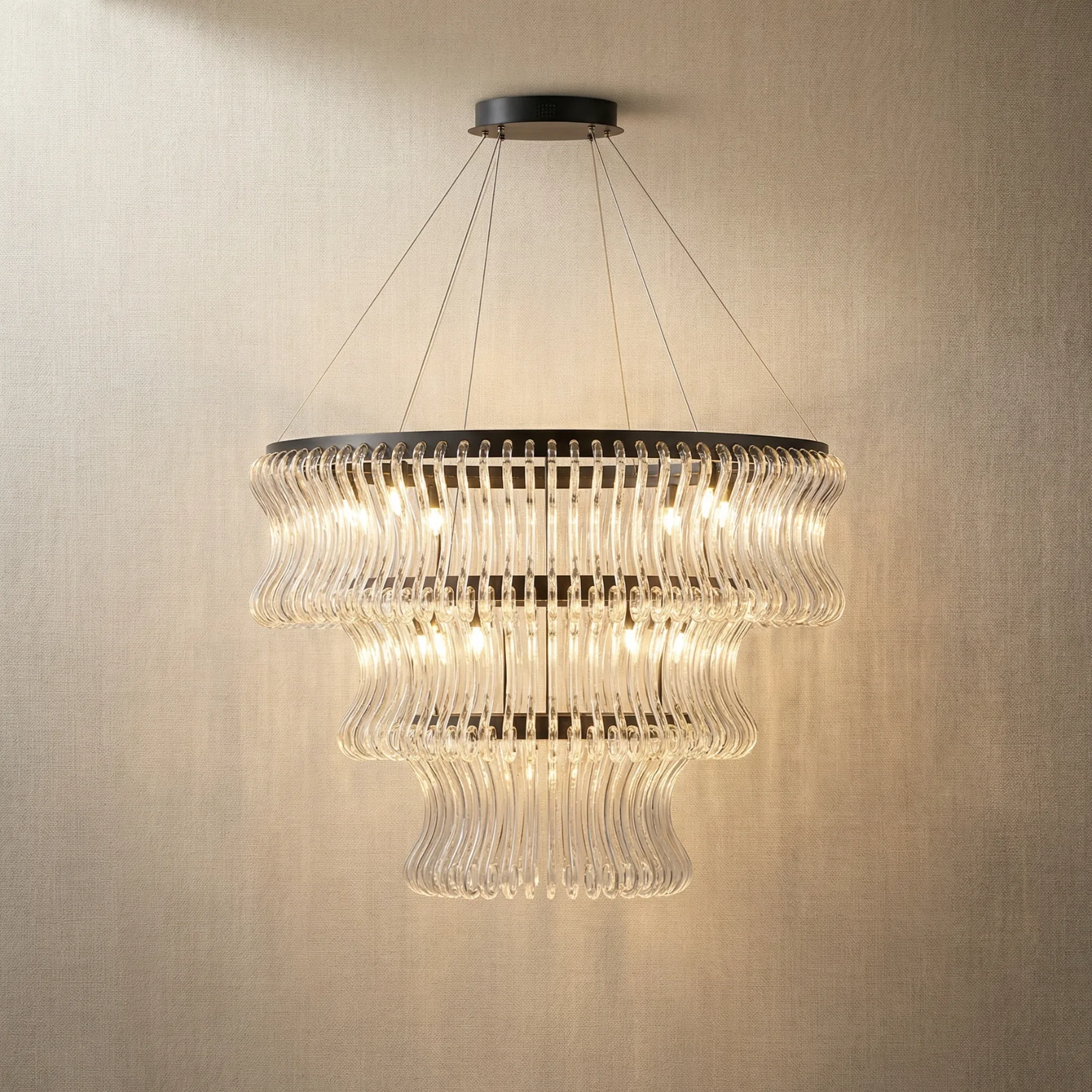 Cascading Wave Glass Chandelier custom chandeliers