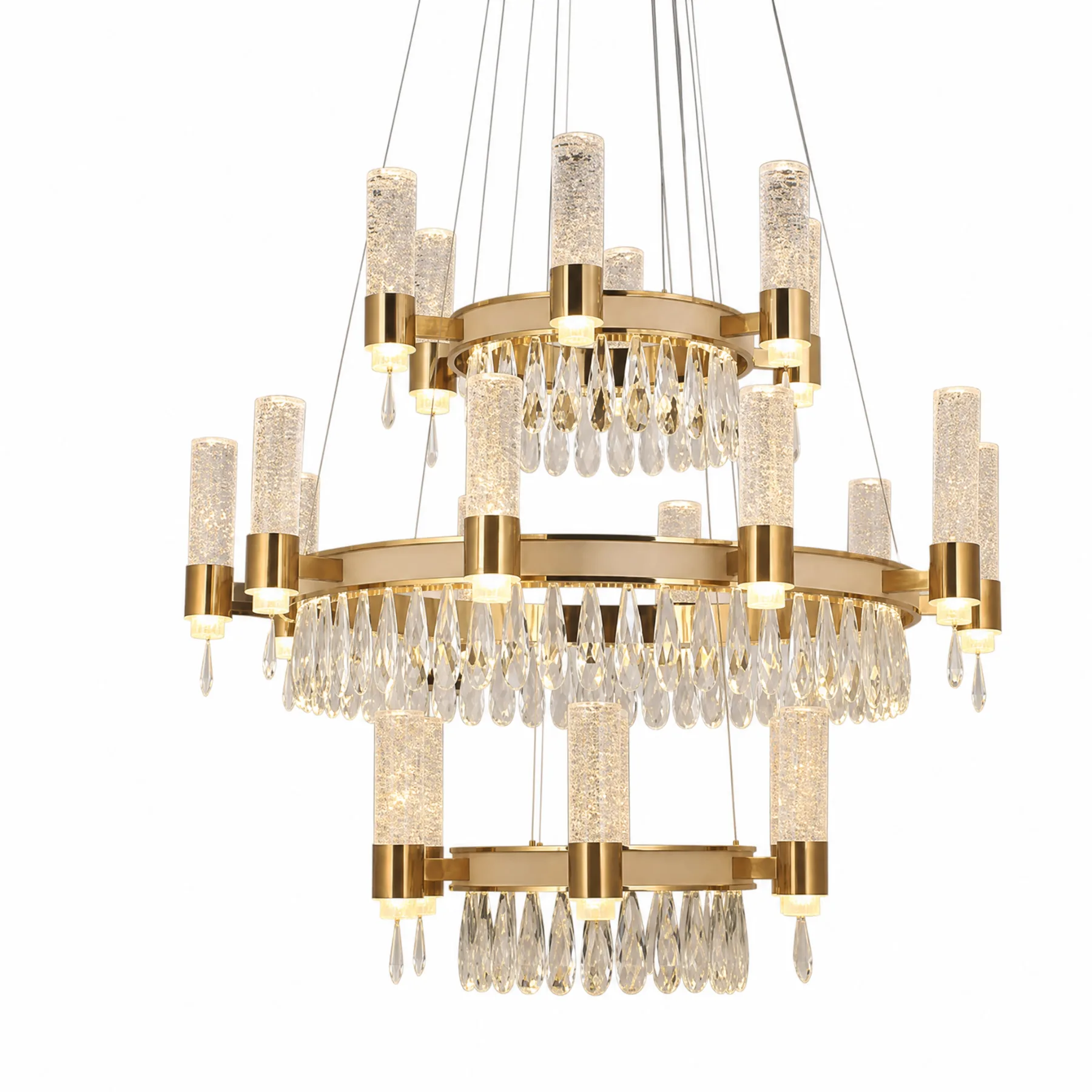 Gilded Crystal Tiered Chandelier custom chandeliers
