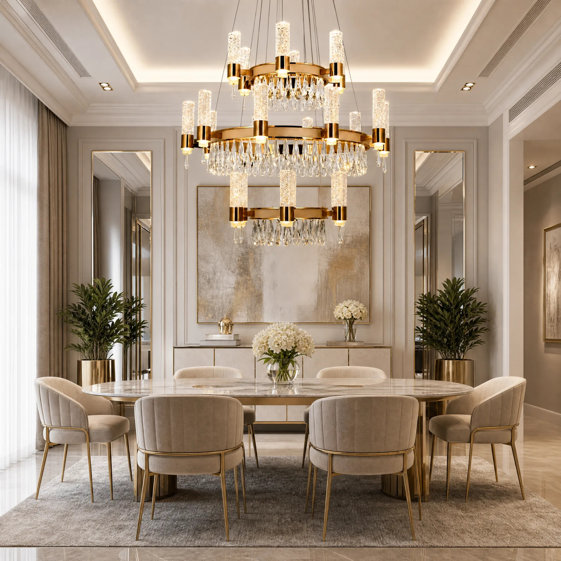 Gilded Crystal Tiered Chandelier image 4