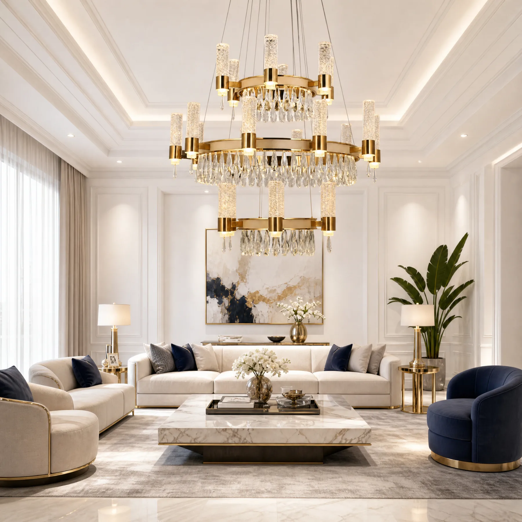 Gilded Crystal Tiered Chandelier image 3