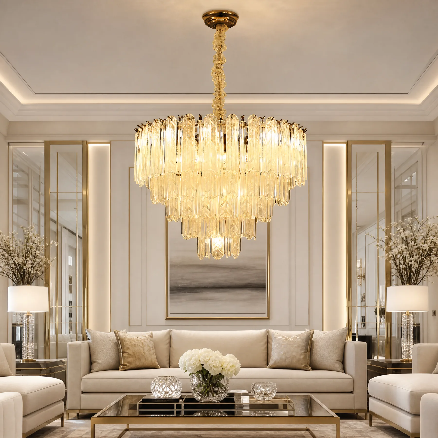 Gilded Crystal Tier Chandelier image 2