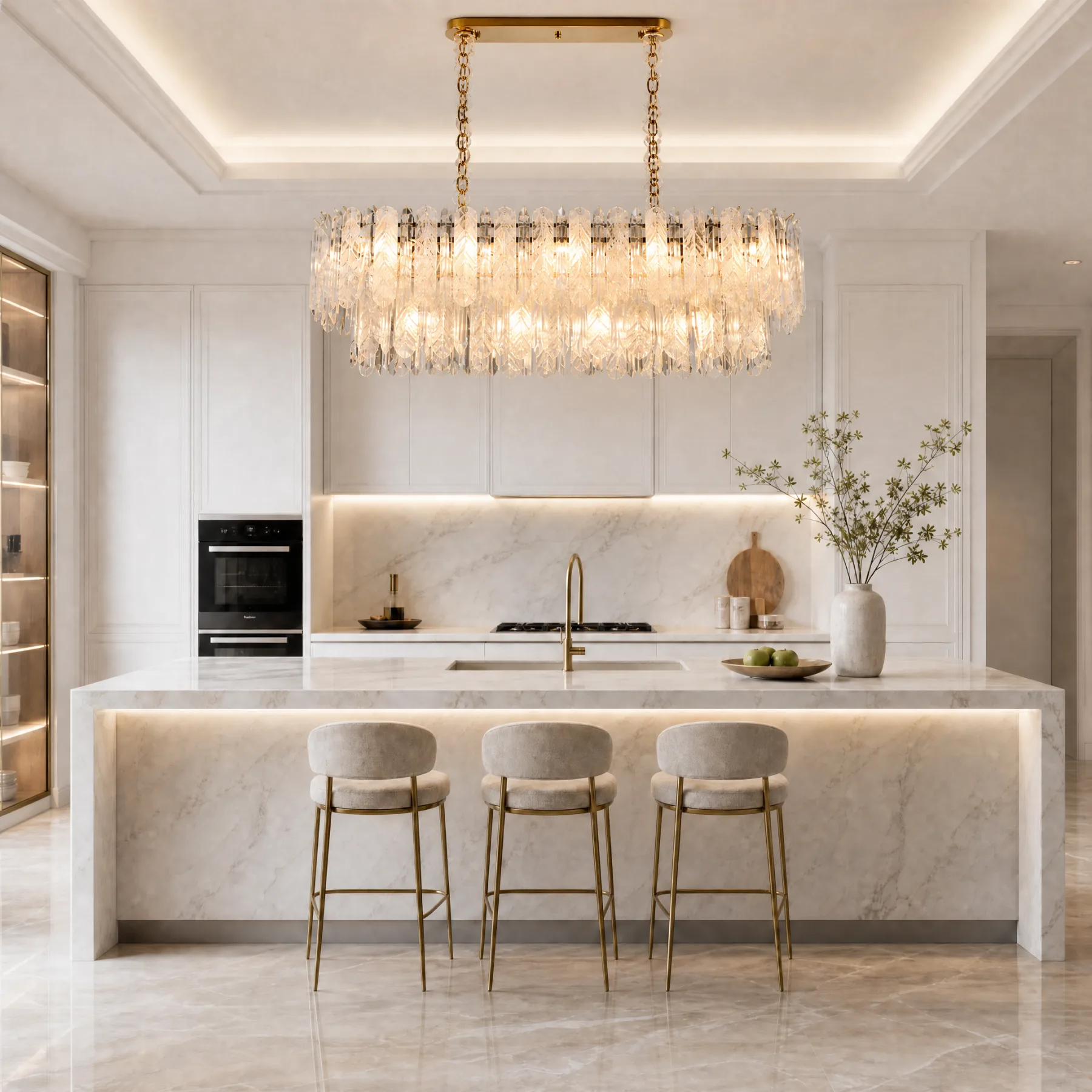 Gilded Crystal Bar Chandelier image 4