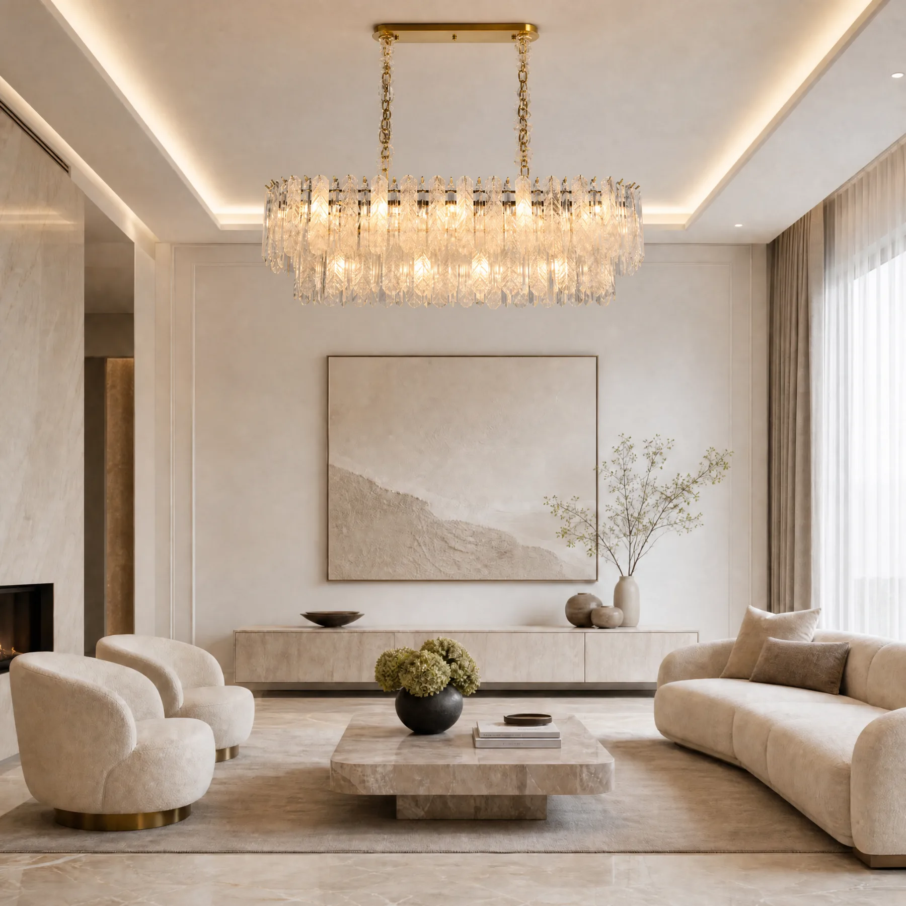 Gilded Crystal Bar Chandelier image 3