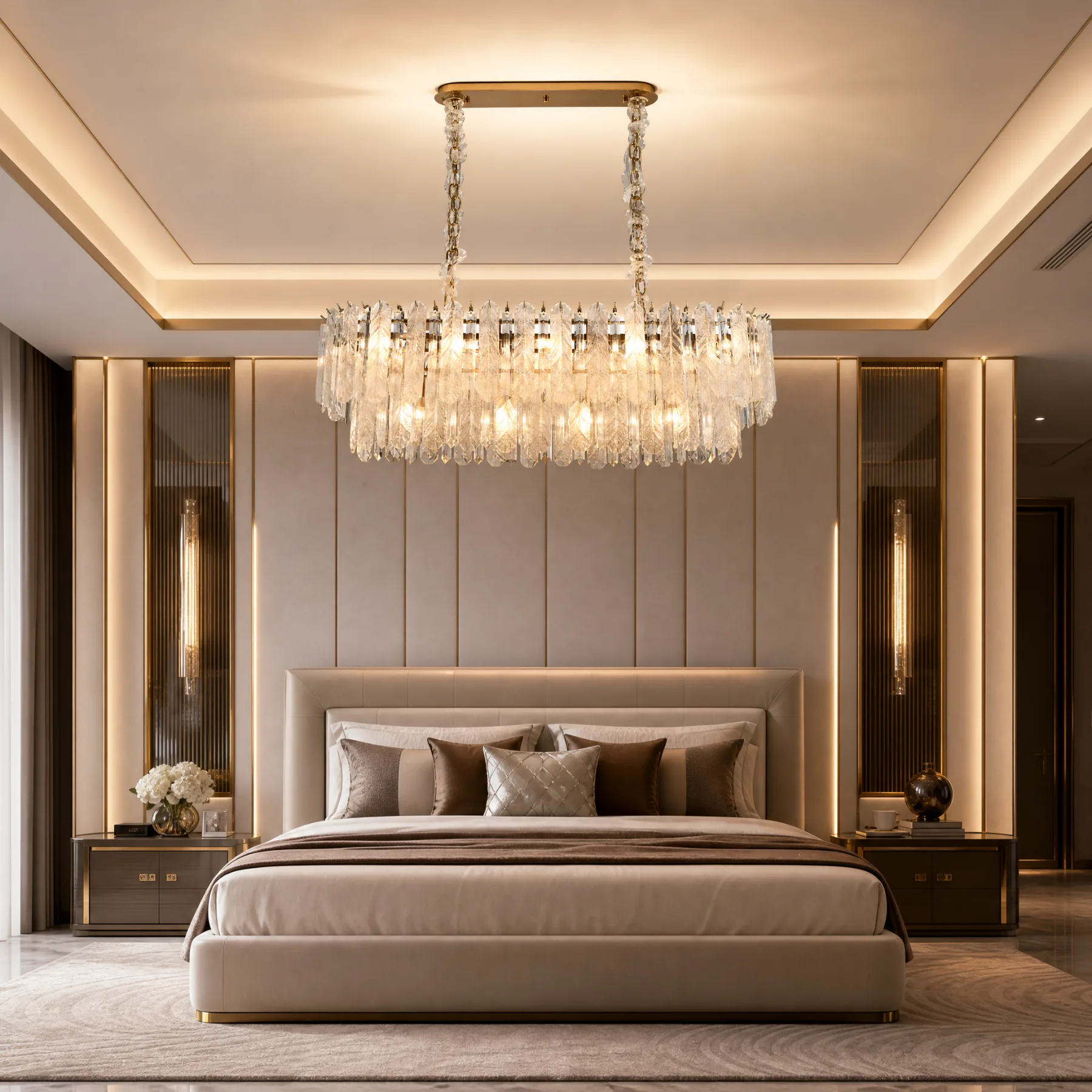 Gilded Crystal Bar Chandelier image 5