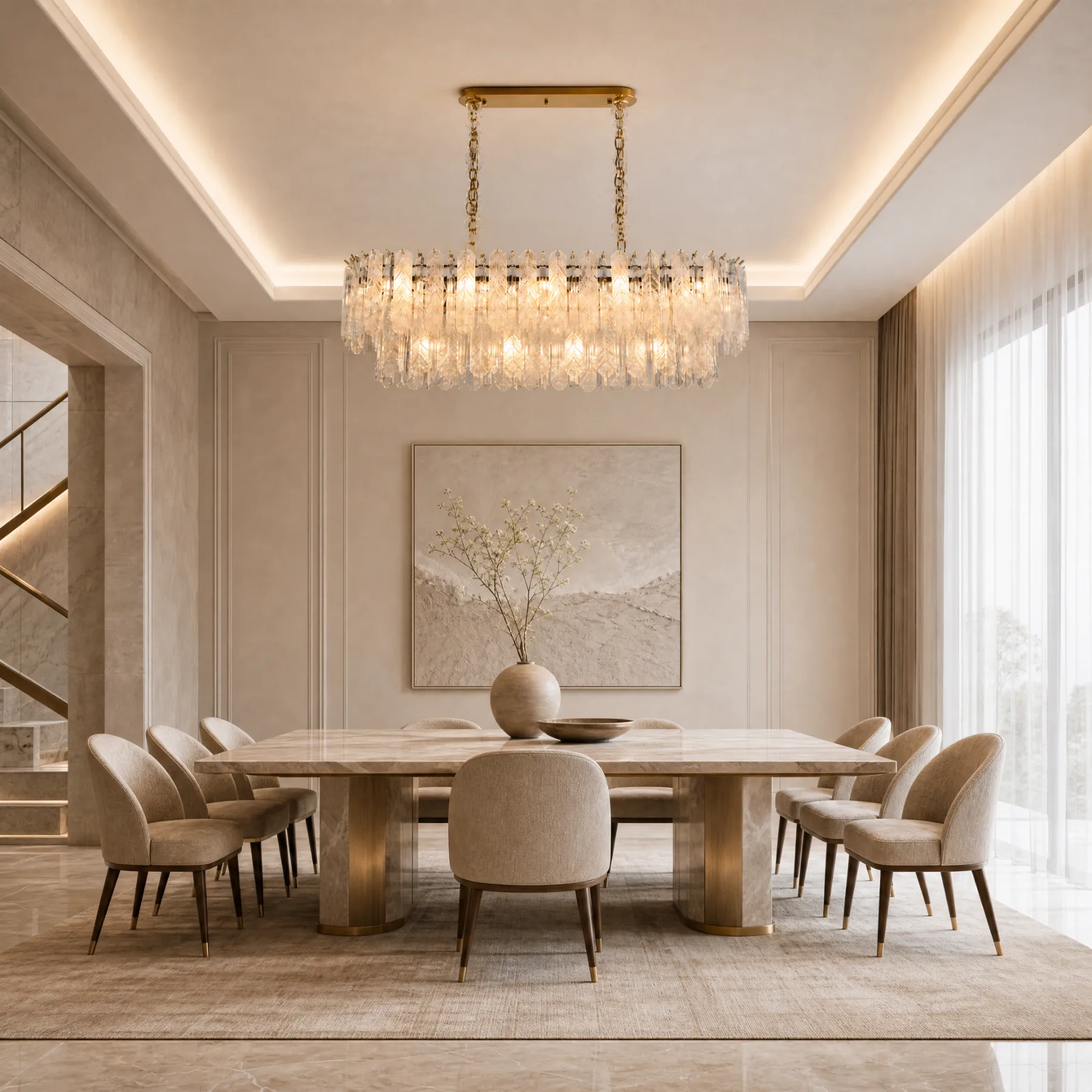 Gilded Crystal Bar Chandelier image 6