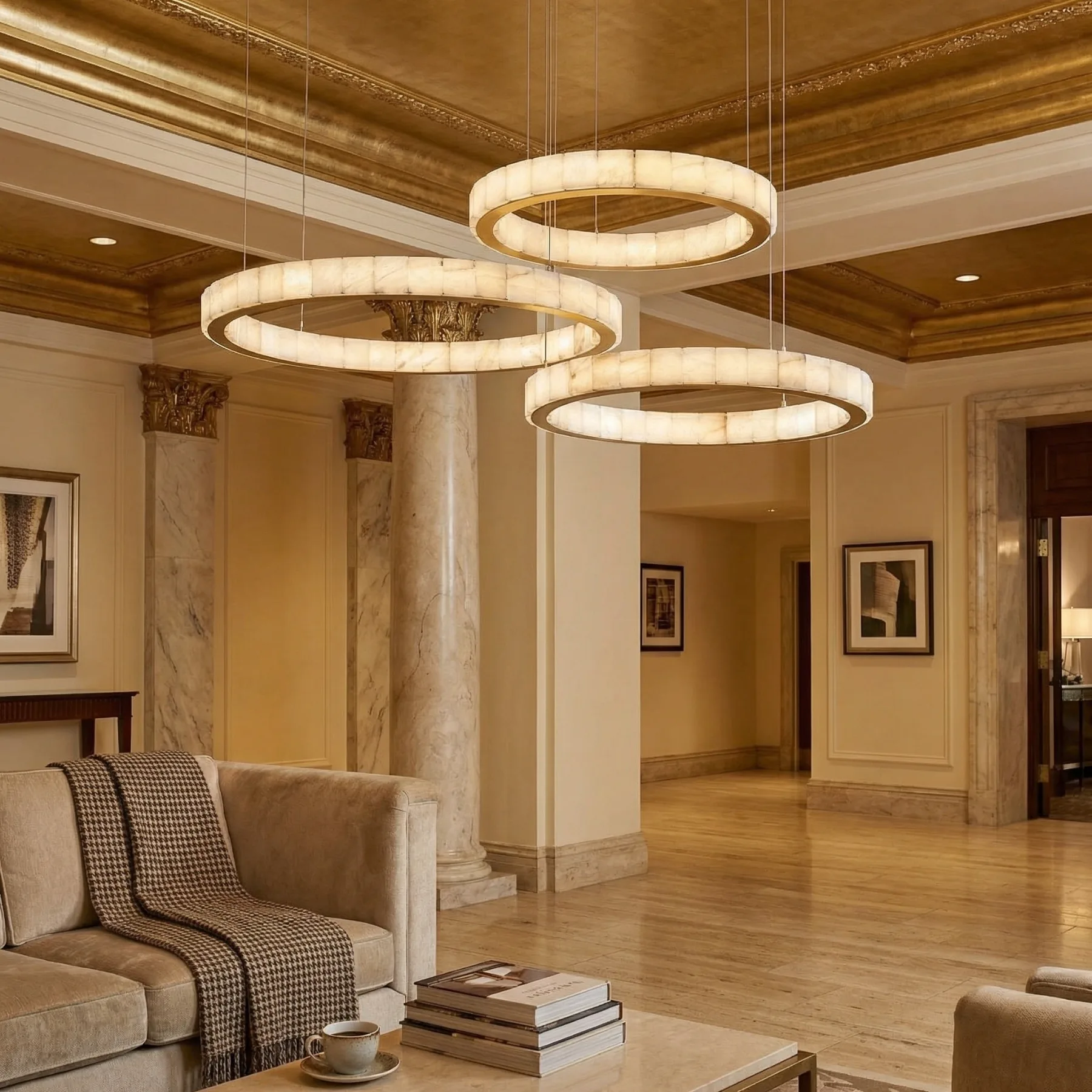 Luminous Alabaster Ring Chandelier image 2